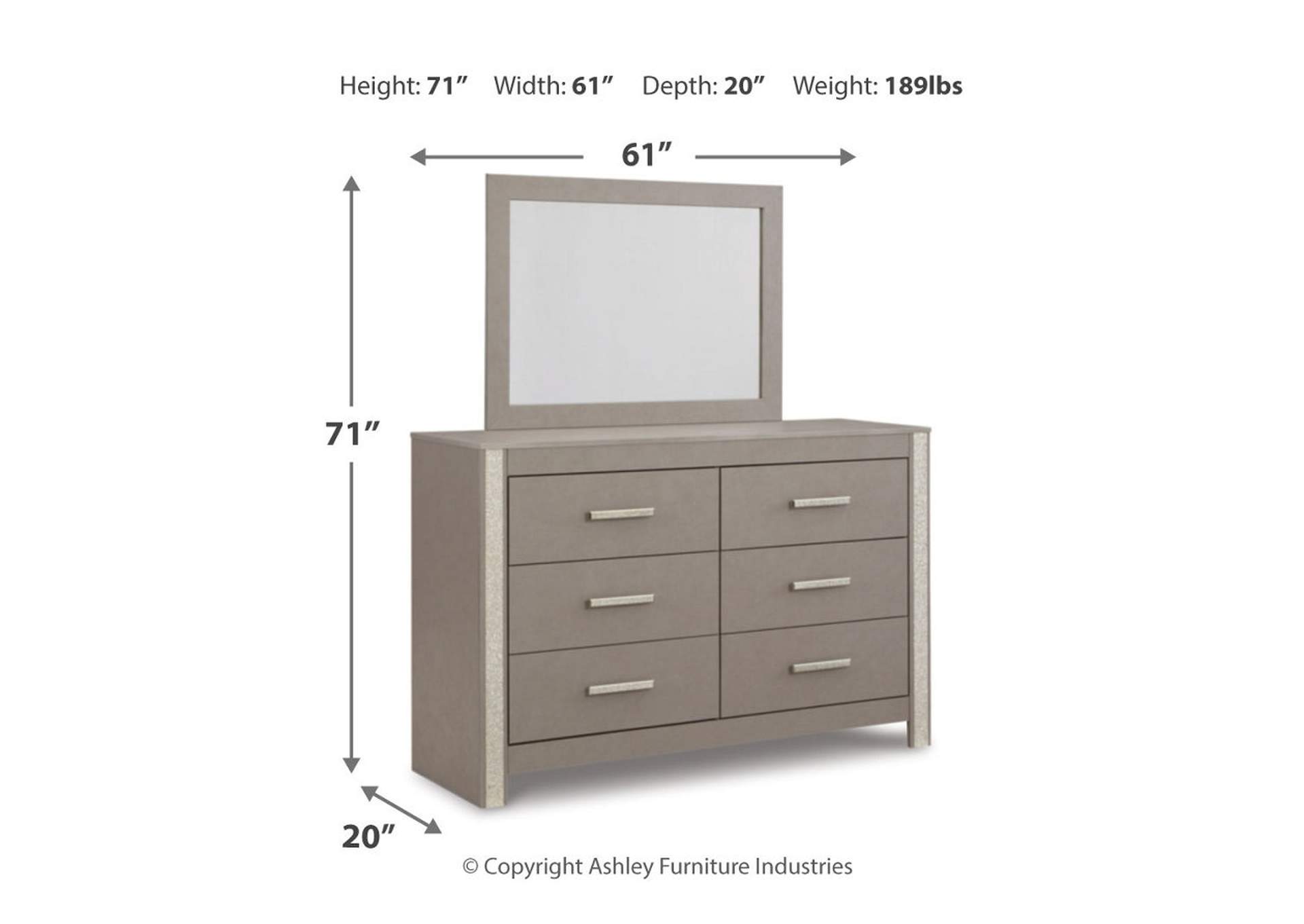 Surancha Queen Panel Bed with Mirrored Dresser,Signature Design By Ashley