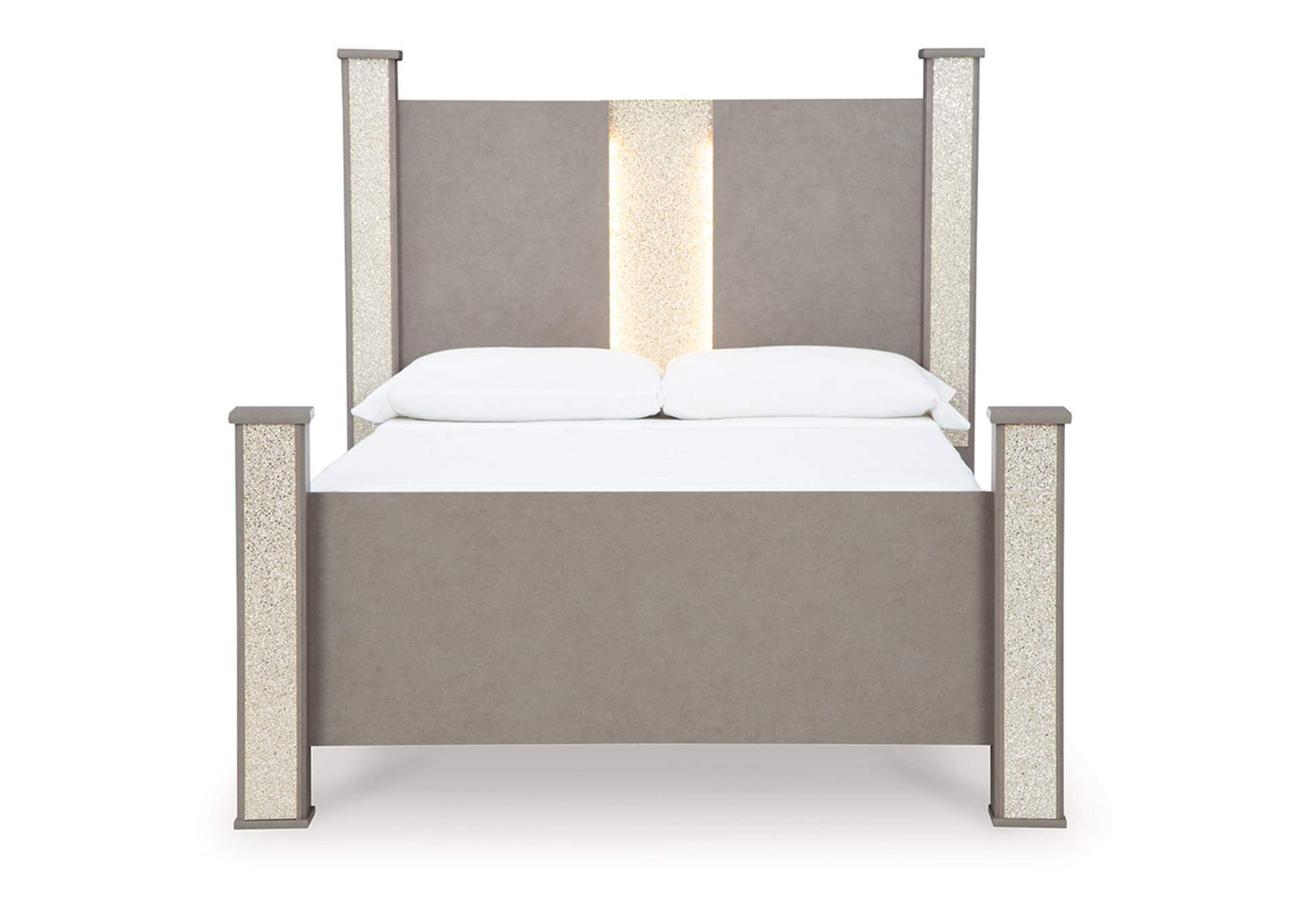 Surancha Queen Poster Bed with Mirrored Dresser, Chest and Nightstand,Signature Design By Ashley