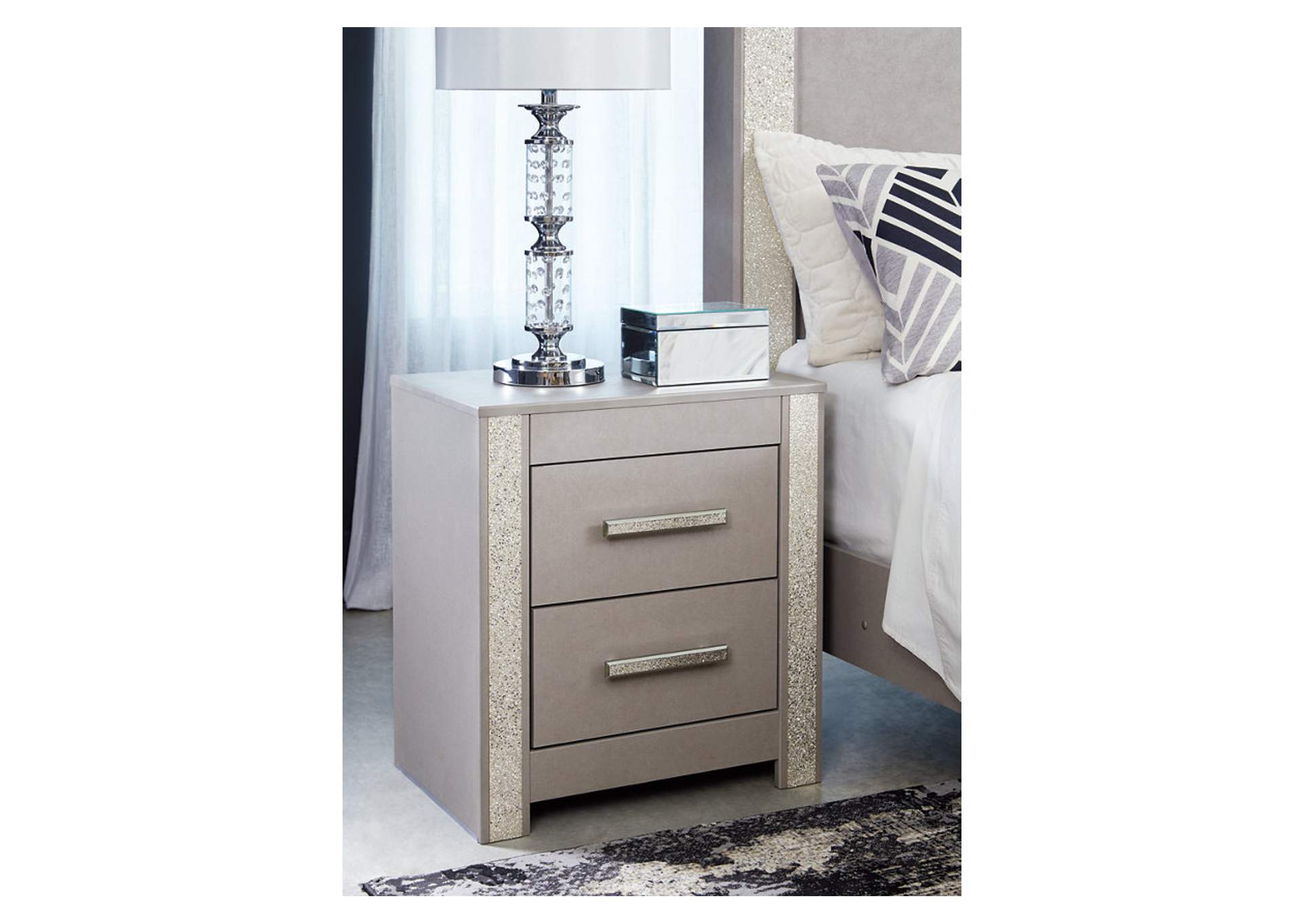 Surancha King Poster Bed with Mirrored Dresser, Chest and Nightstand,Signature Design By Ashley