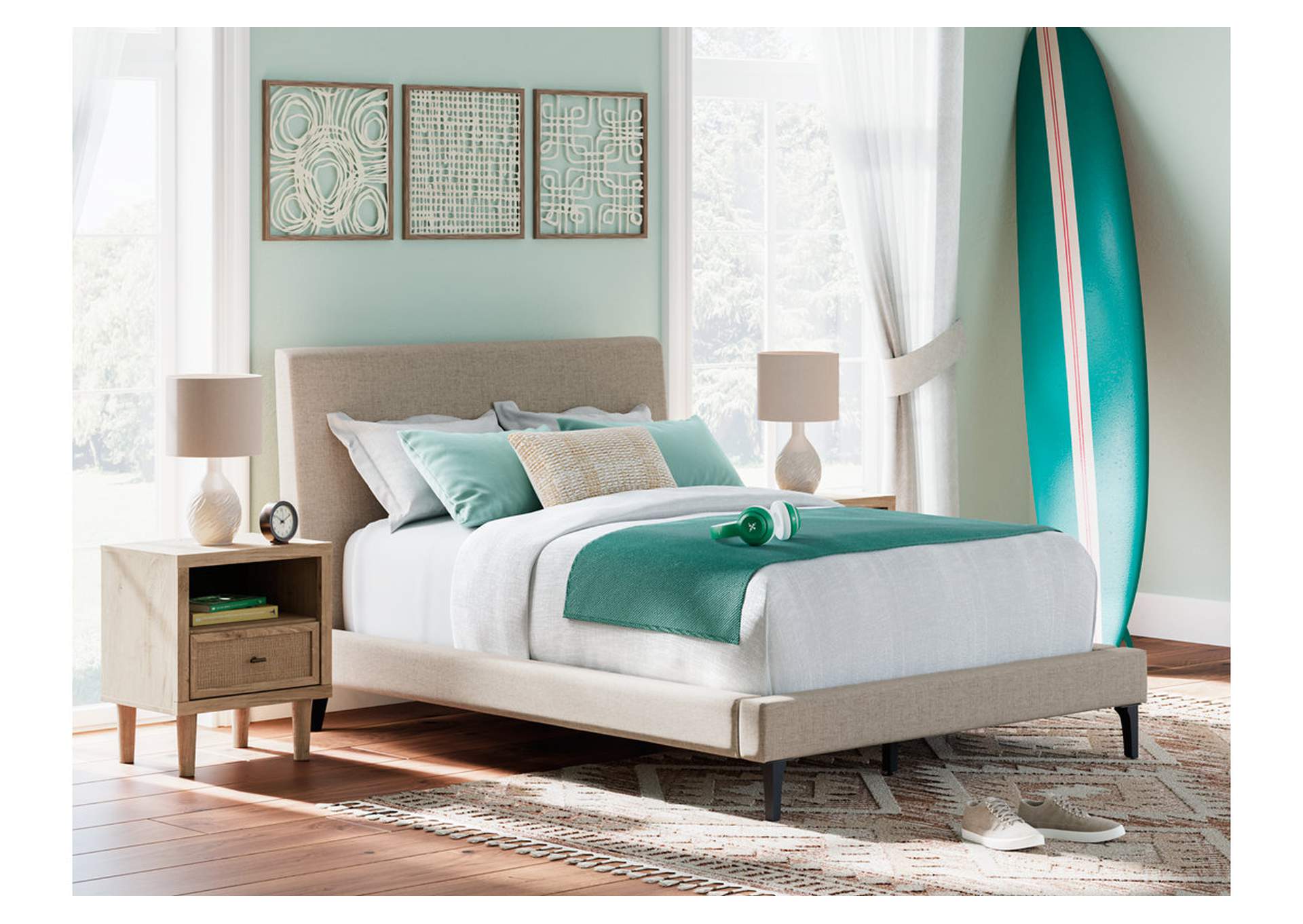 Cielden Full Upholstered Bed with Roll Slats,Signature Design By Ashley