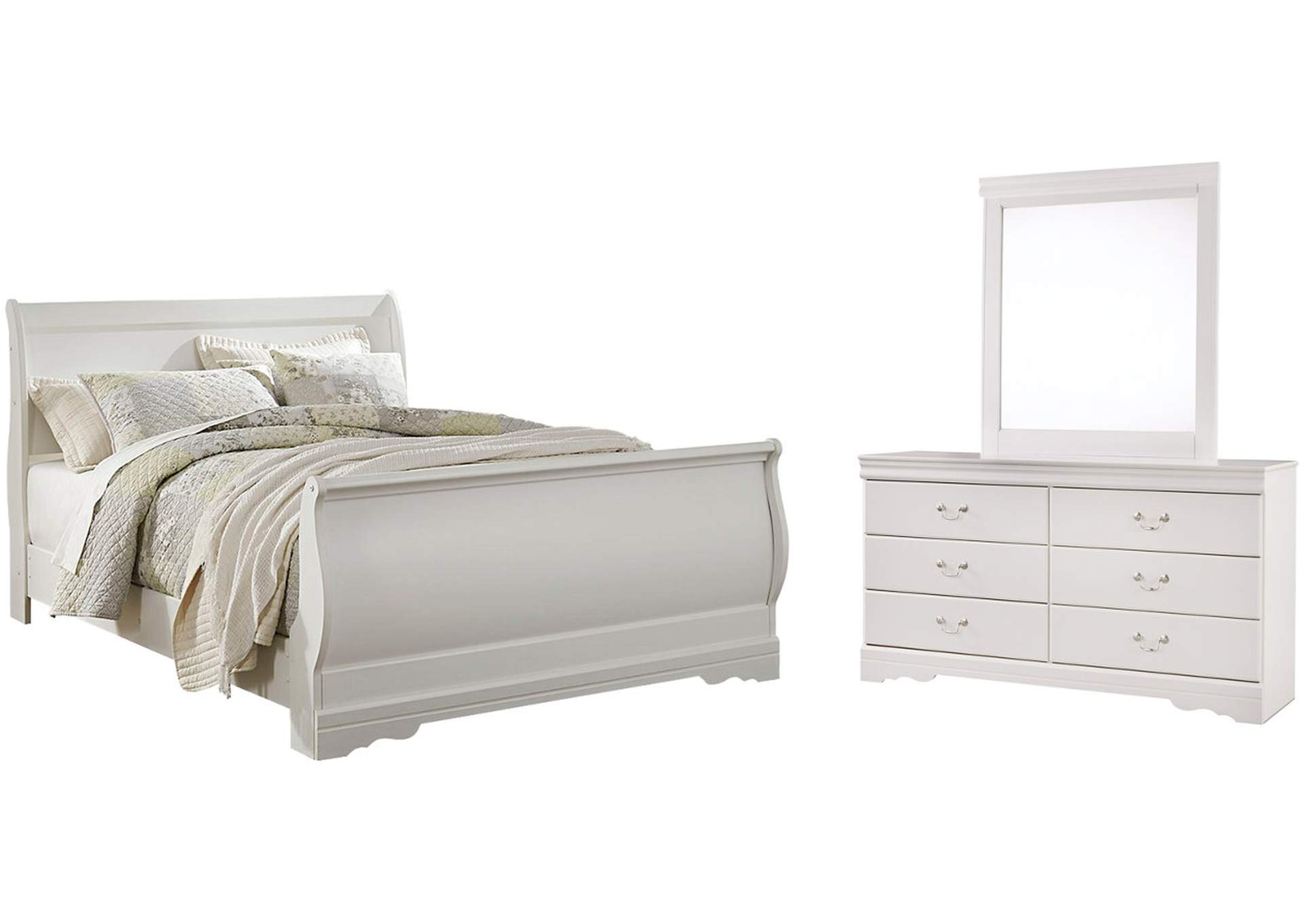 Anarasia Queen Sleigh Bed with Mirrored Dresser,Signature Design By Ashley