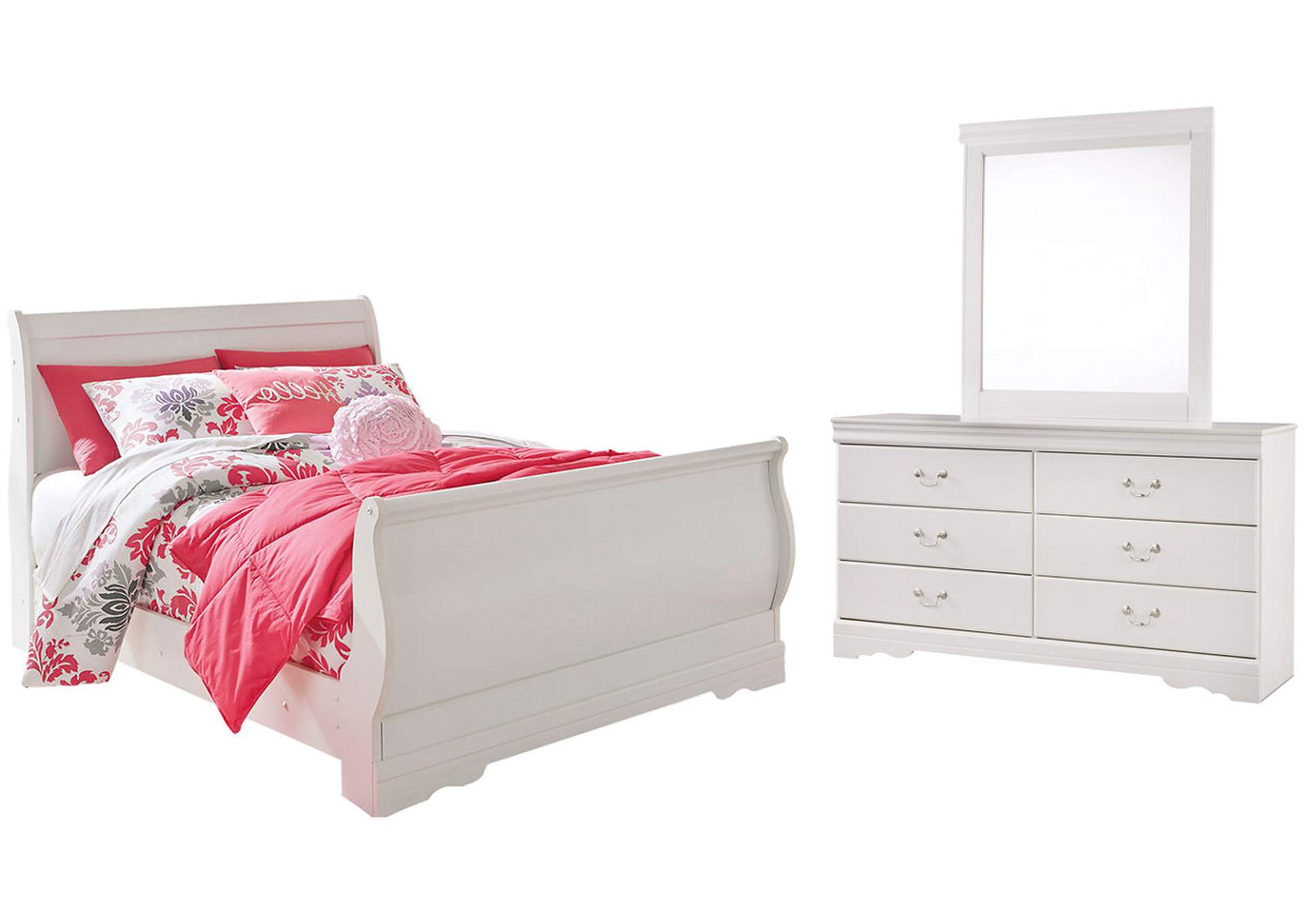Anarasia Full Sleigh Bed with Mirrored Dresser,Signature Design By Ashley