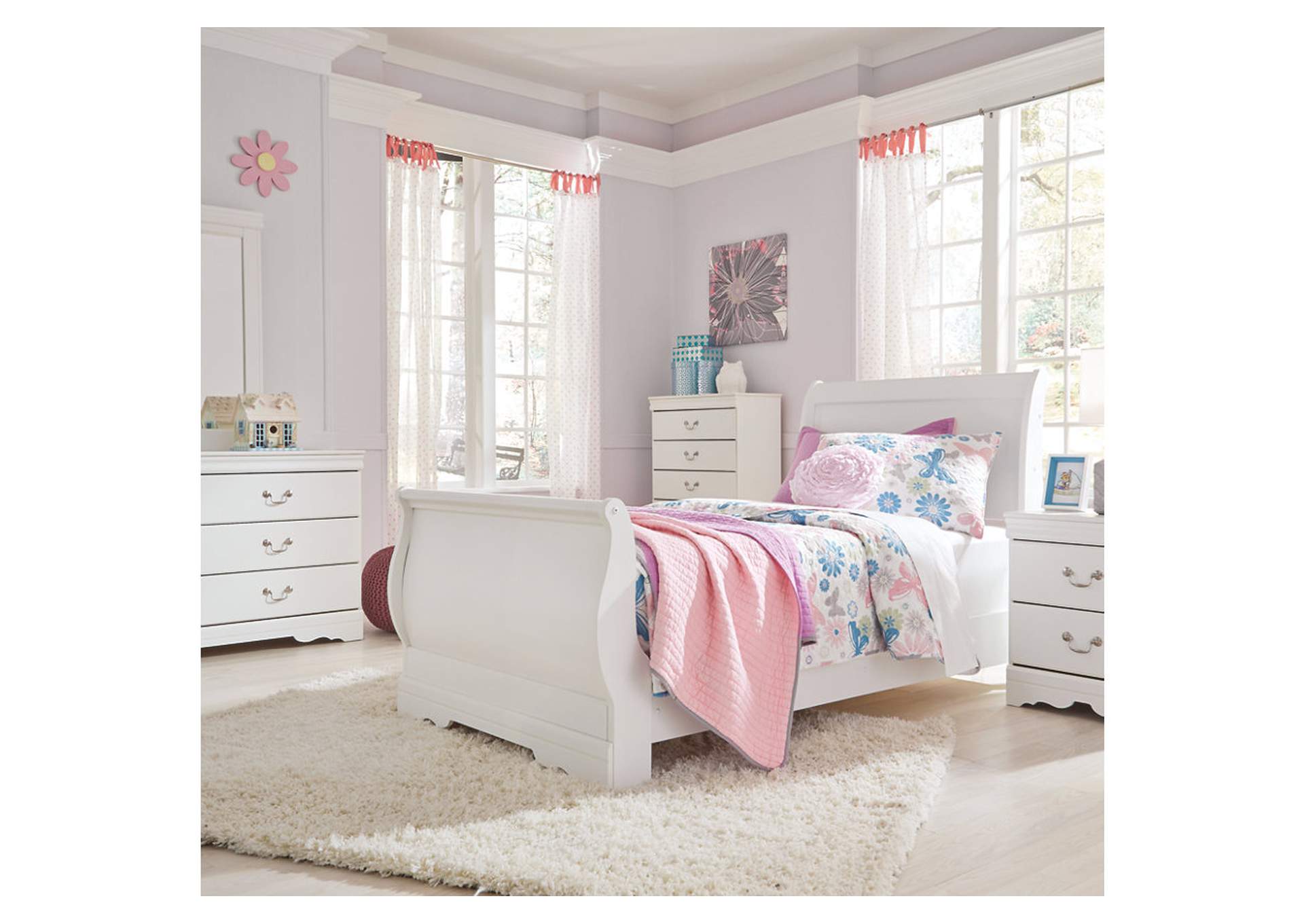 Anarasia White Twin Sleigh Bed,Direct To Consumer Express
