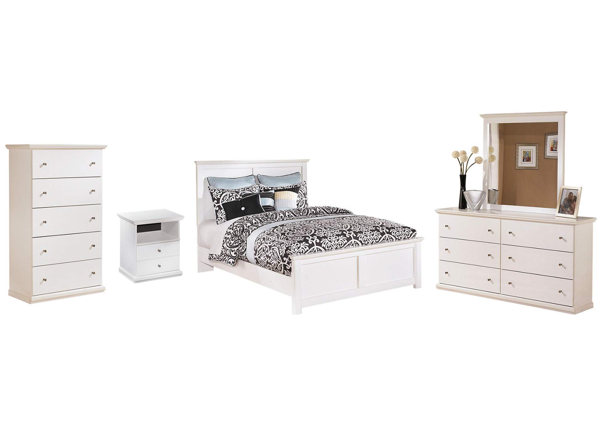 Bostwick Shoals Queen Panel Bed with Mirrored Dresser, Chest and Nightstand,Signature Design By Ashley