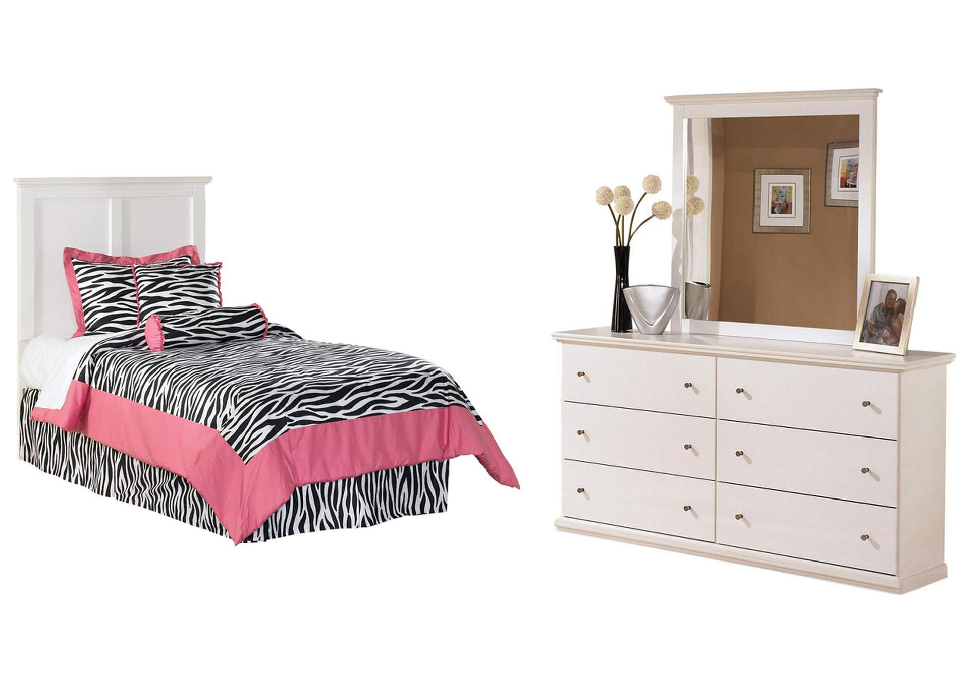 Bostwick Shoals Twin Panel Headboard Bed with Mirrored Dresser,Signature Design By Ashley