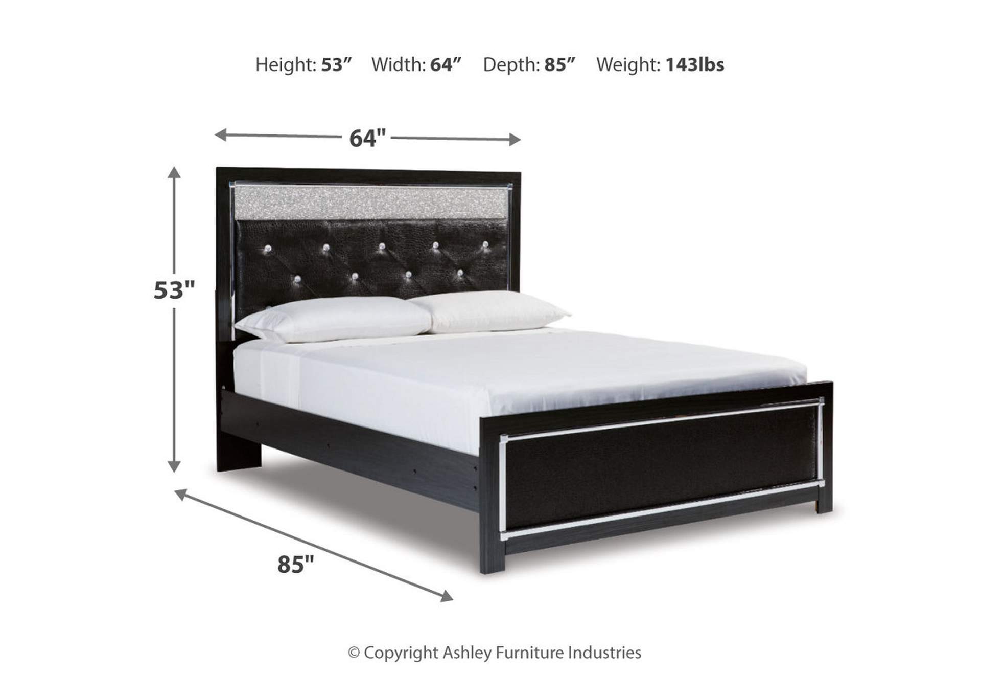 Kaydell Queen Upholstered Panel Bed with Mirrored Dresser and 2 Nightstands,Signature Design By Ashley