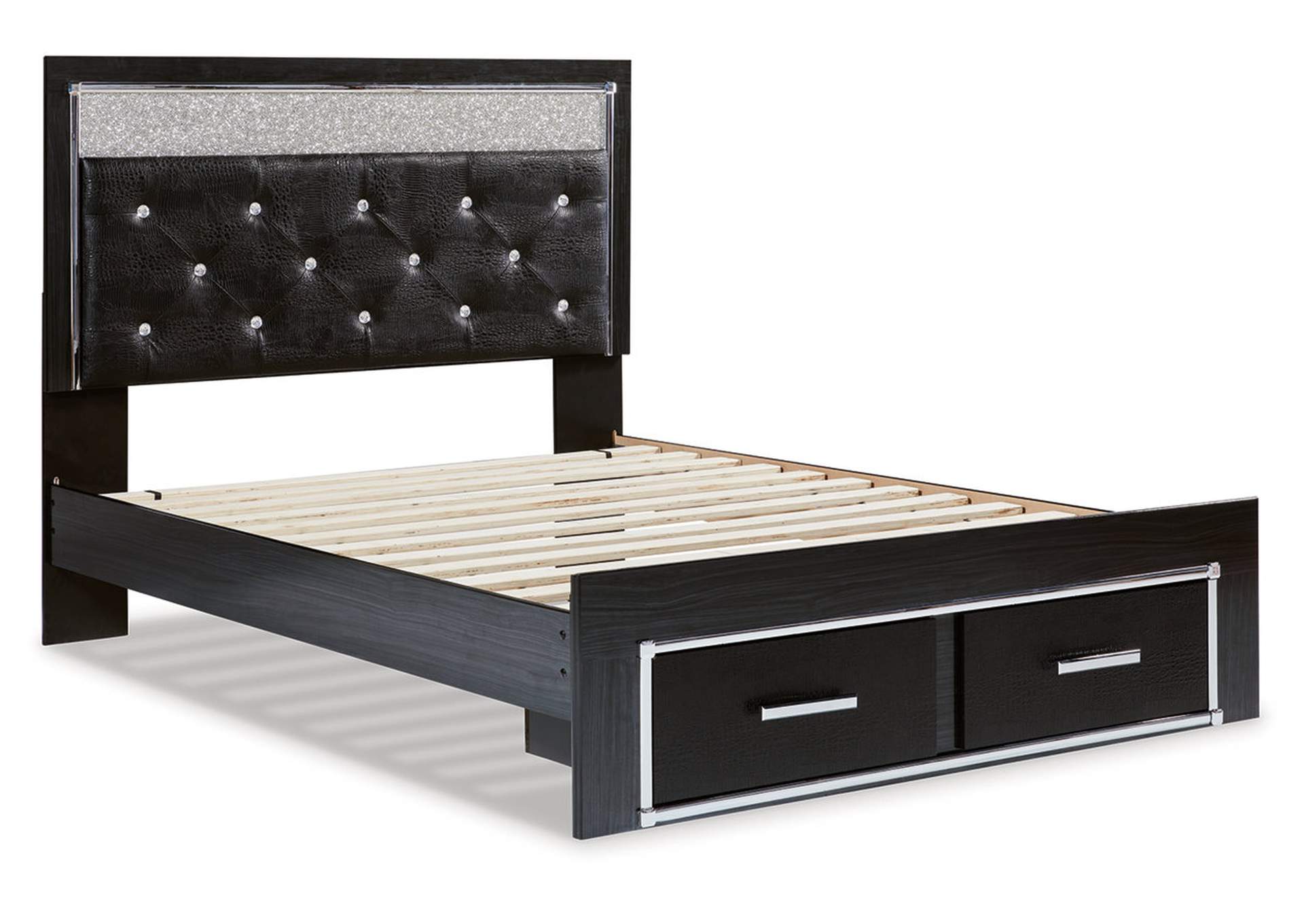 Kaydell Queen Upholstered Panel Storage Platform Bed with Mirrored Dresser, Chest and Nightstand,Signature Design By Ashley