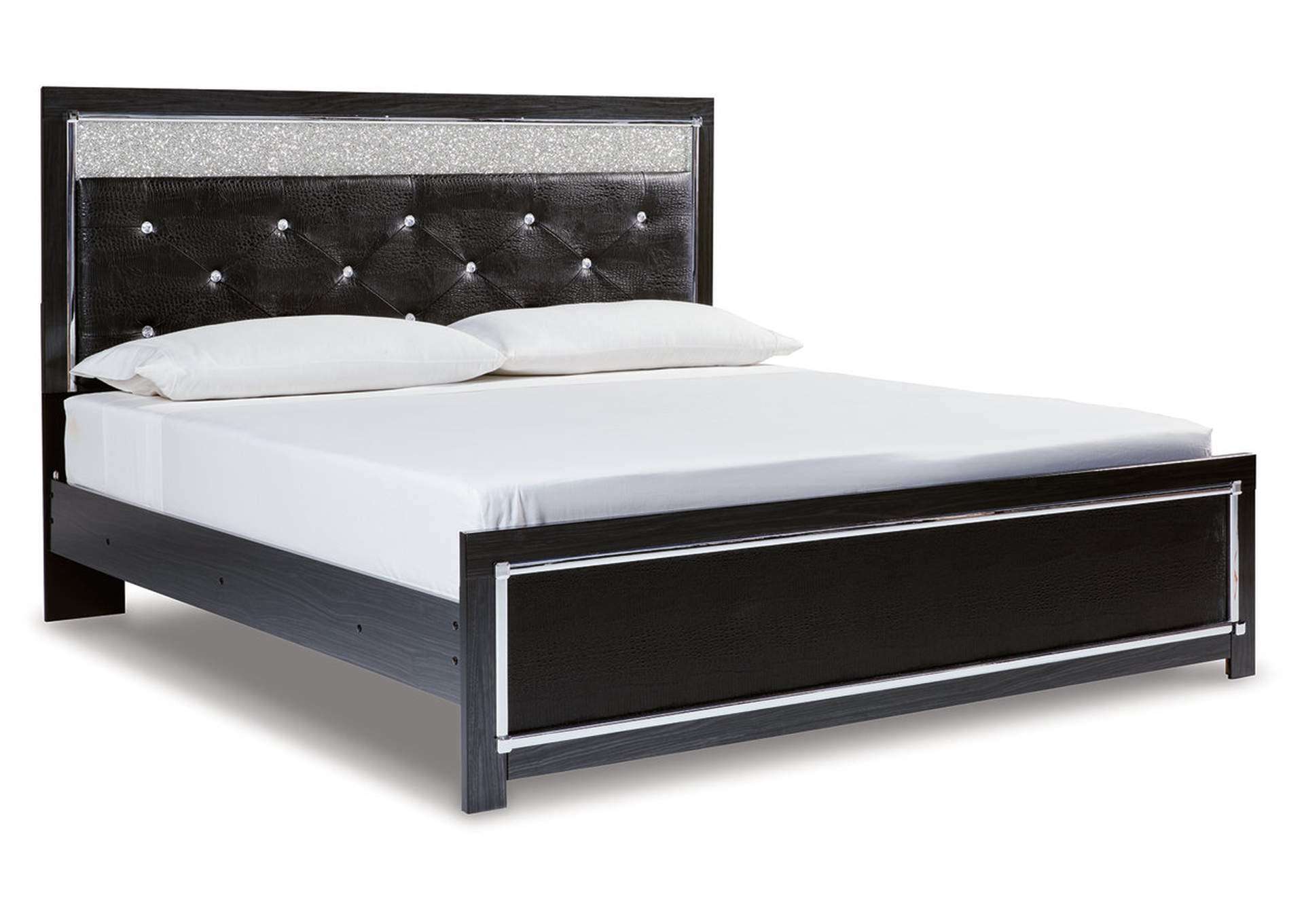Kaydell King Upholstered Panel Bed with Mirrored Dresser, Chest and Nightstand,Signature Design By Ashley