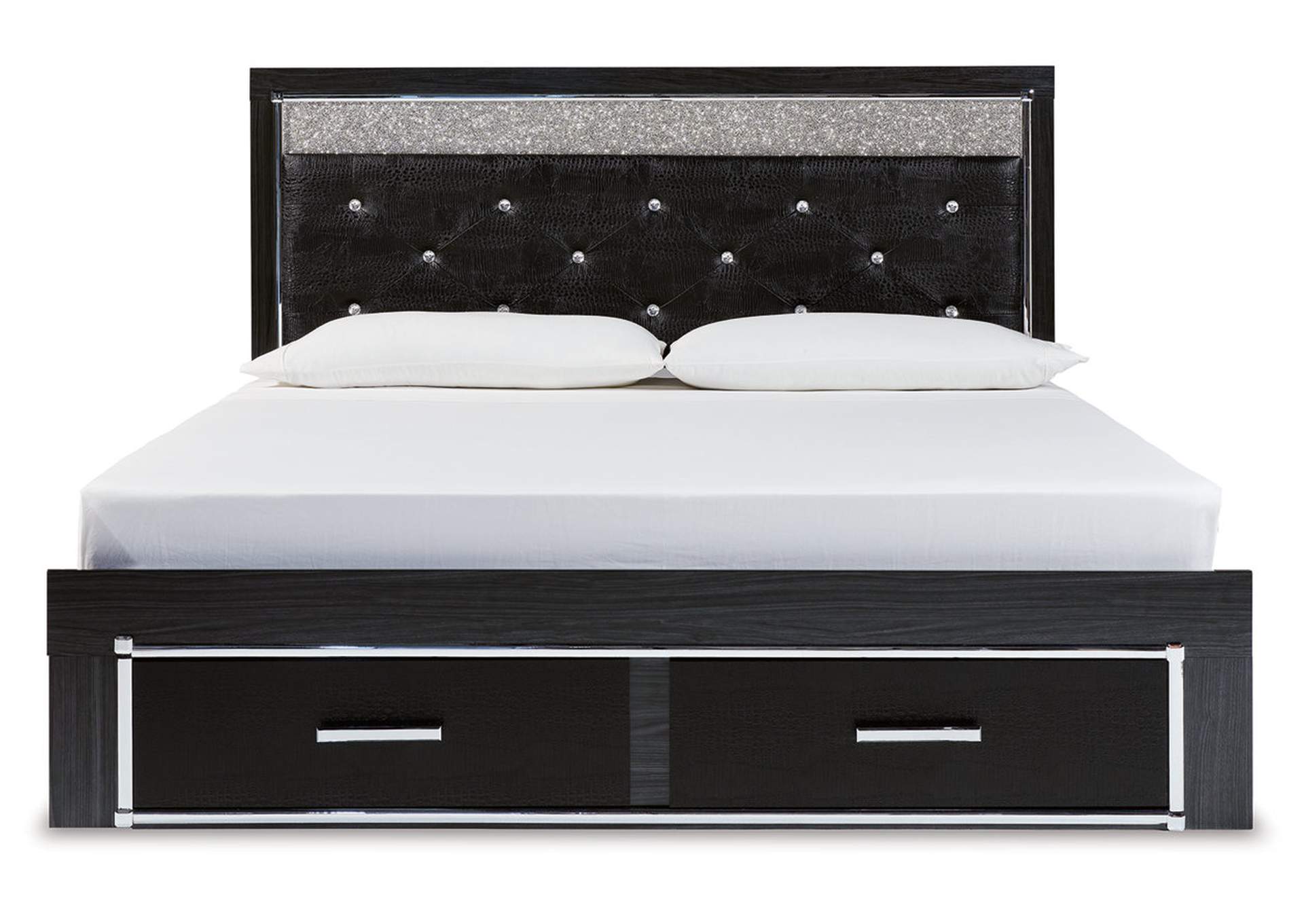 Kaydell King Upholstered Panel Storage Bed with Mirrored Dresser and 2 Nightstands,Signature Design By Ashley