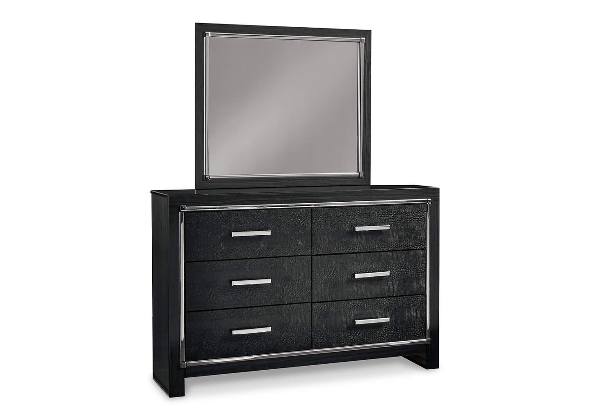 Kaydell Queen Upholstered Panel Bed with Mirrored Dresser and Nightstand,Signature Design By Ashley