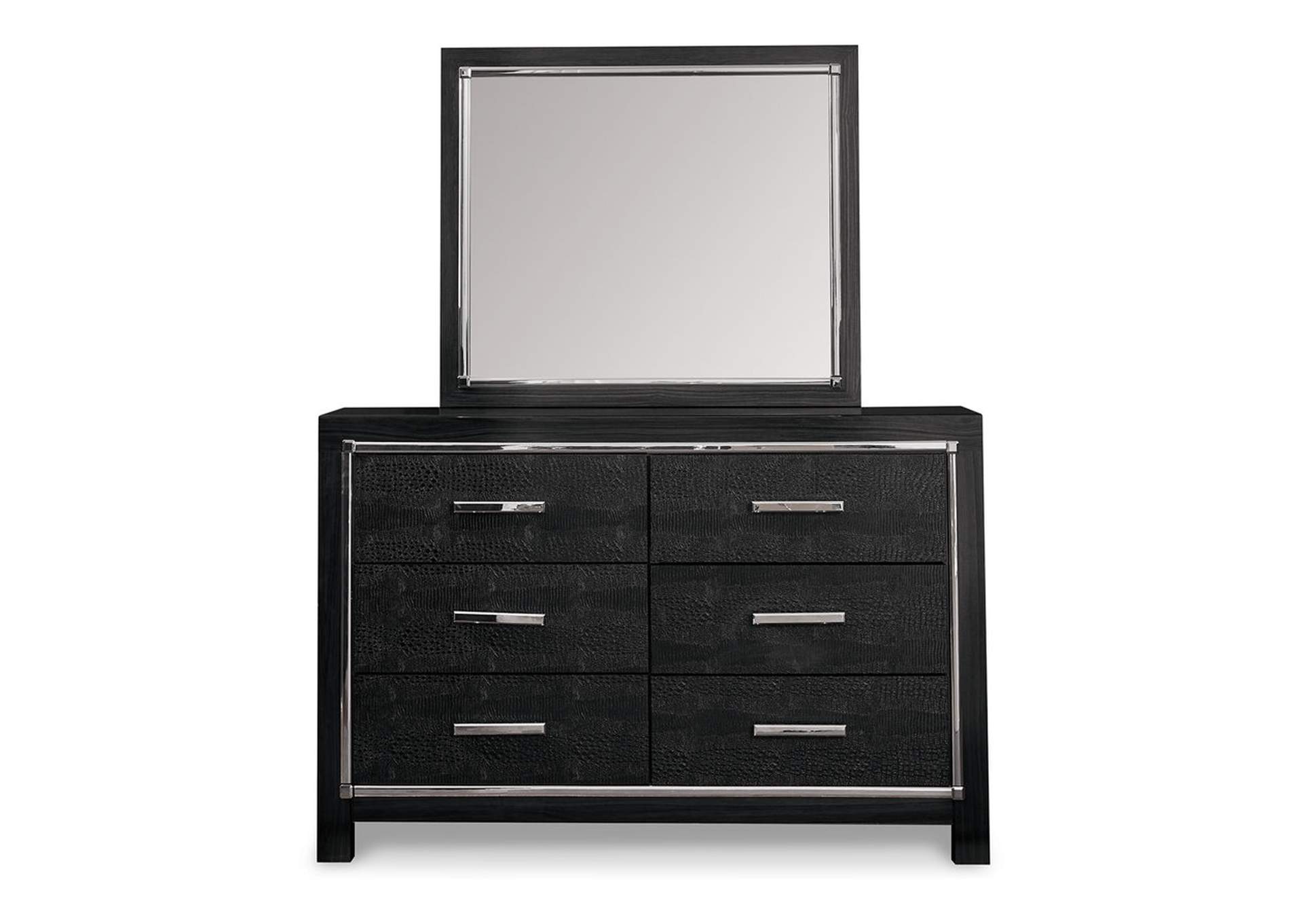Kaydell King Upholstered Panel Headboard with Mirrored Dresser and Chest,Signature Design By Ashley