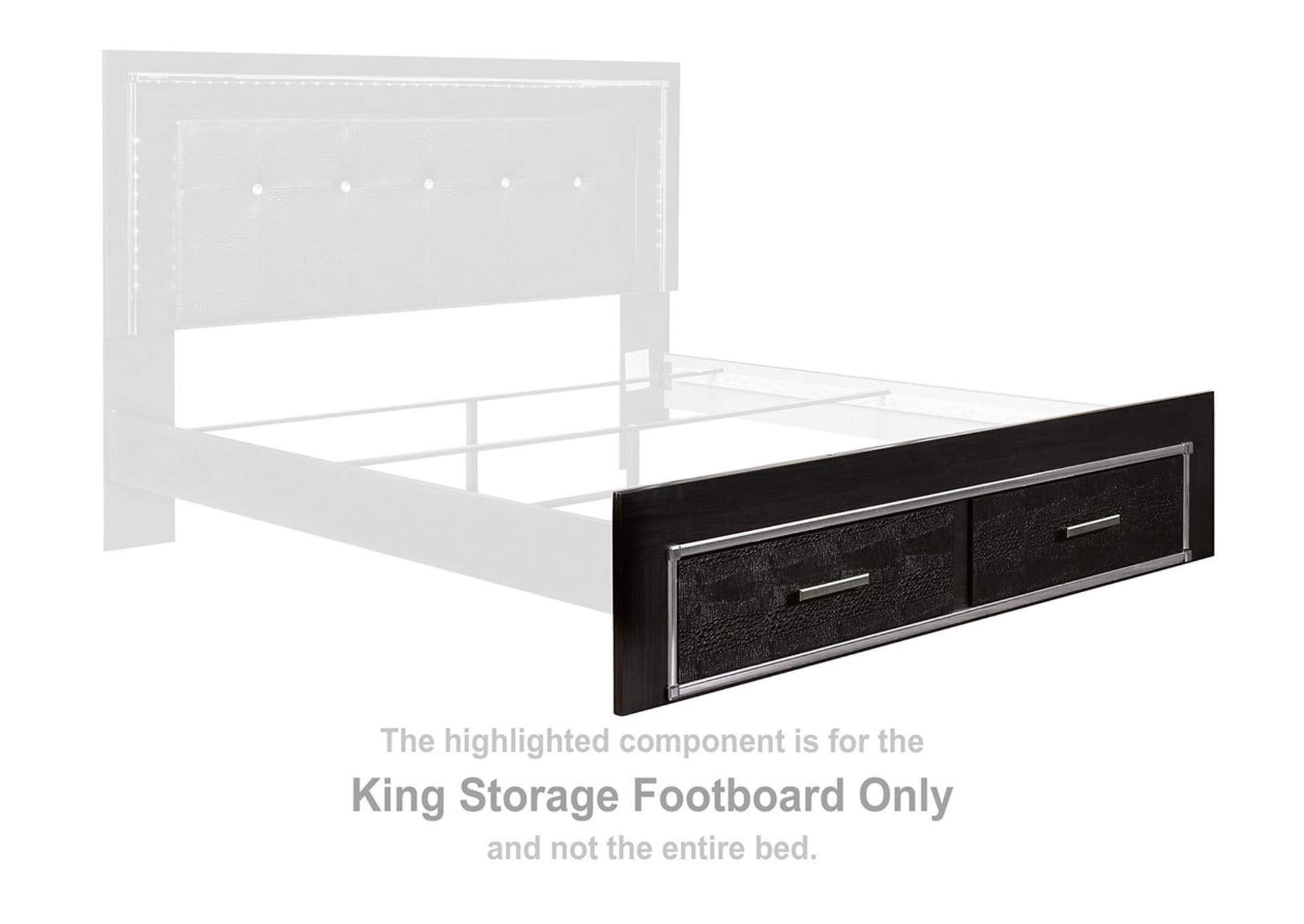 Kaydell King Upholstered Panel Storage Platform Bed, Dresser and Mirror,Signature Design By Ashley