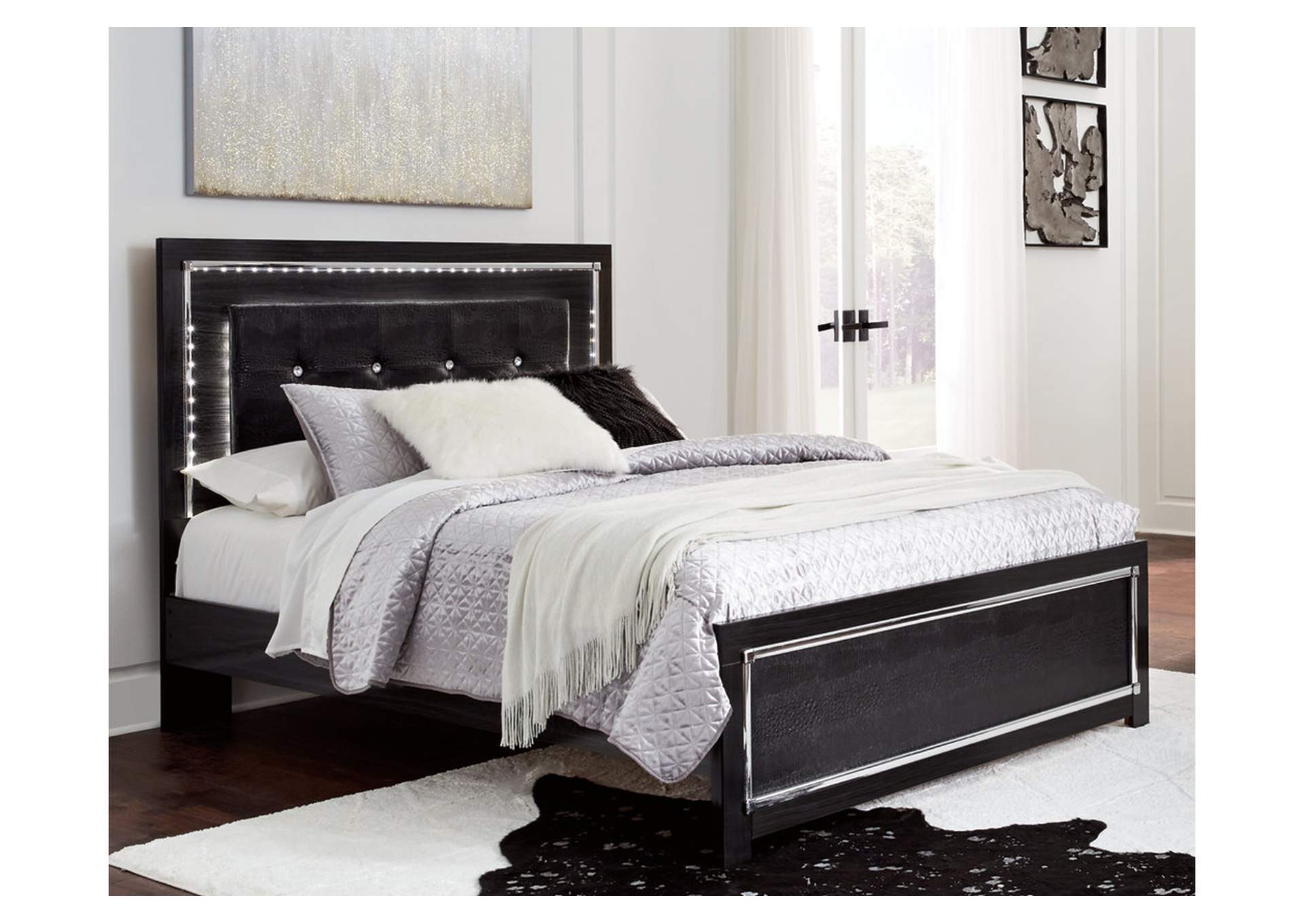 Kaydell Queen/Full Upholstered Panel Headboard Bed with Dresser,Signature Design By Ashley