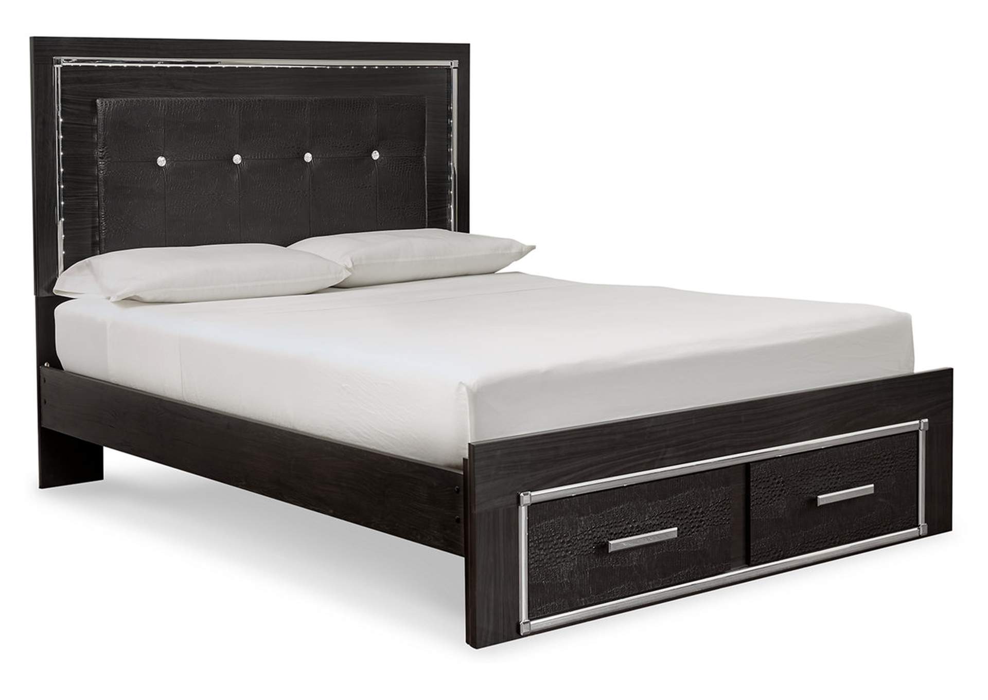 Kaydell Queen Panel Bed with Storage with Mirrored Dresser and 2 Nightstands,Signature Design By Ashley