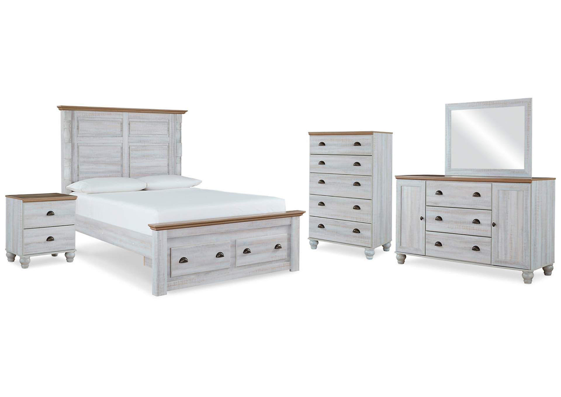 Haven Bay Queen Panel Storage Bed, Dresser, Mirror, Chest and Nightstand,Signature Design By Ashley