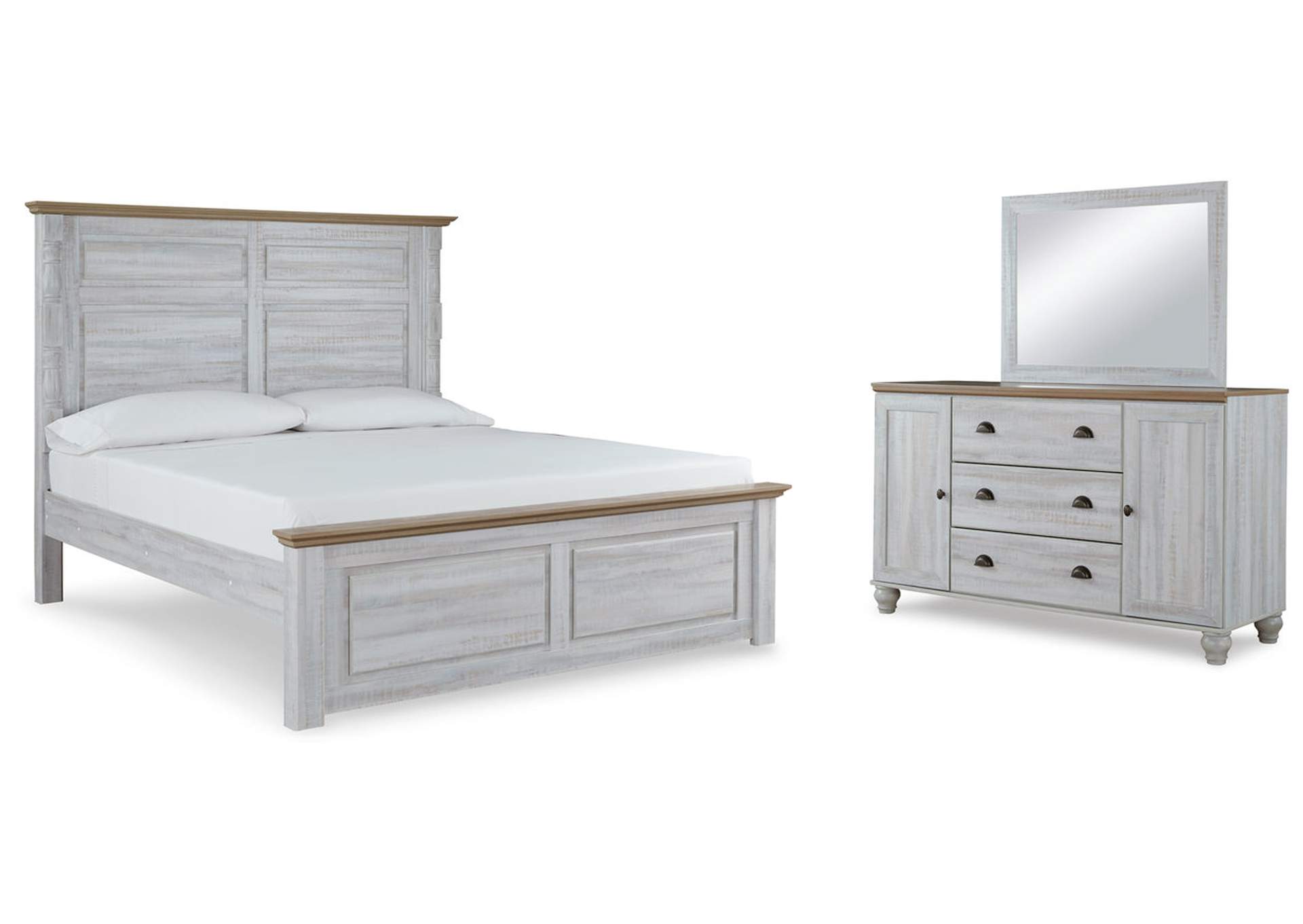 Haven Bay King Panel Bed, Dresser and Mirror,Signature Design By Ashley