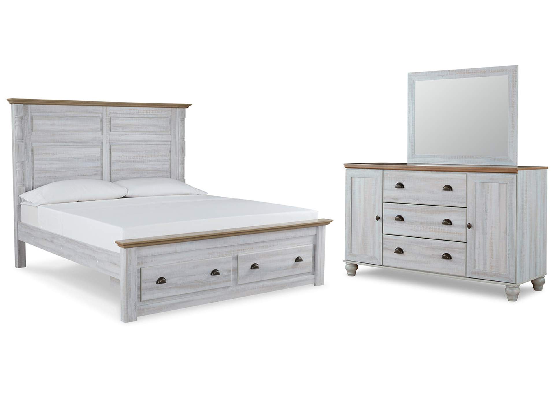 Haven Bay King Panel Storage Bed, Dresser and Mirror,Signature Design By Ashley