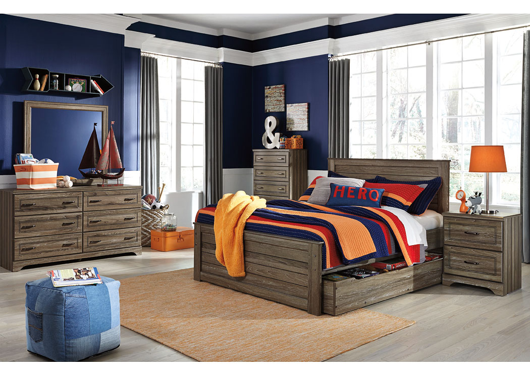 Javarin Grayish Brown Full Panel Bed w/Trundle, Dresser, Mirror and Drawer Chest,ABF Signature Design by Ashley