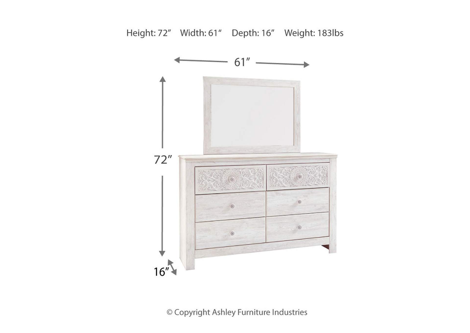 Paxberry King Panel Bed with Mirrored Dresser,Signature Design By Ashley
