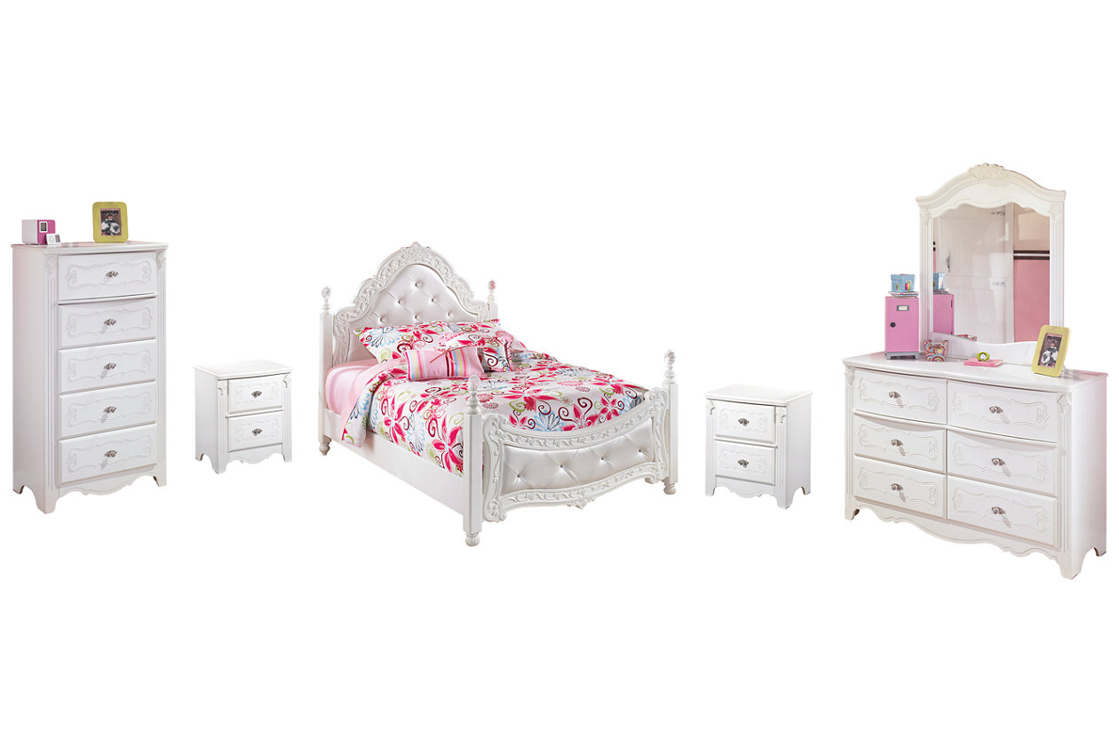 Exquisite Full Poster Bed with Mirrored Dresser,Signature Design By Ashley