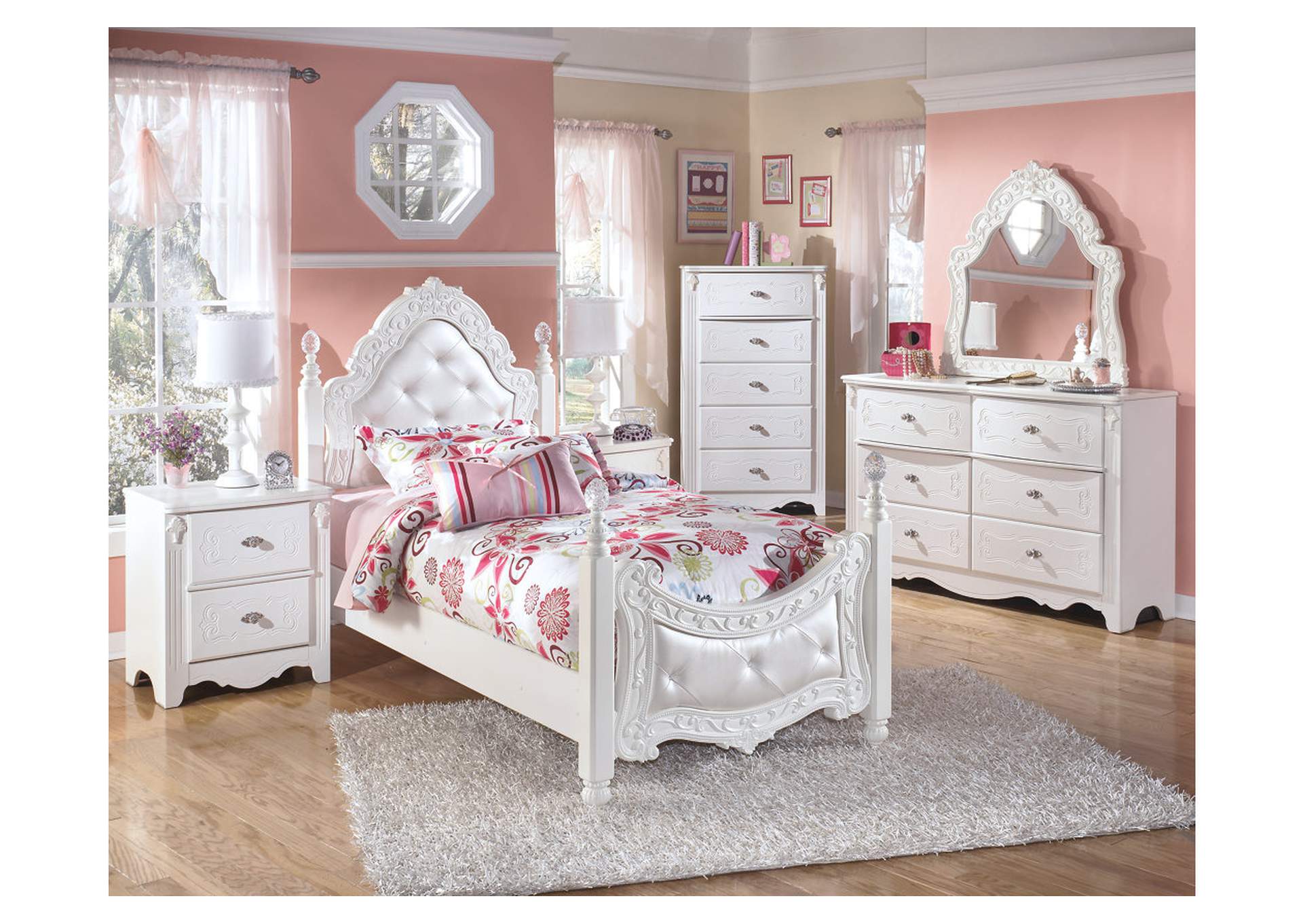 Exquisite Full Poster Bed Dresser, Furniture Dresser With Mirror