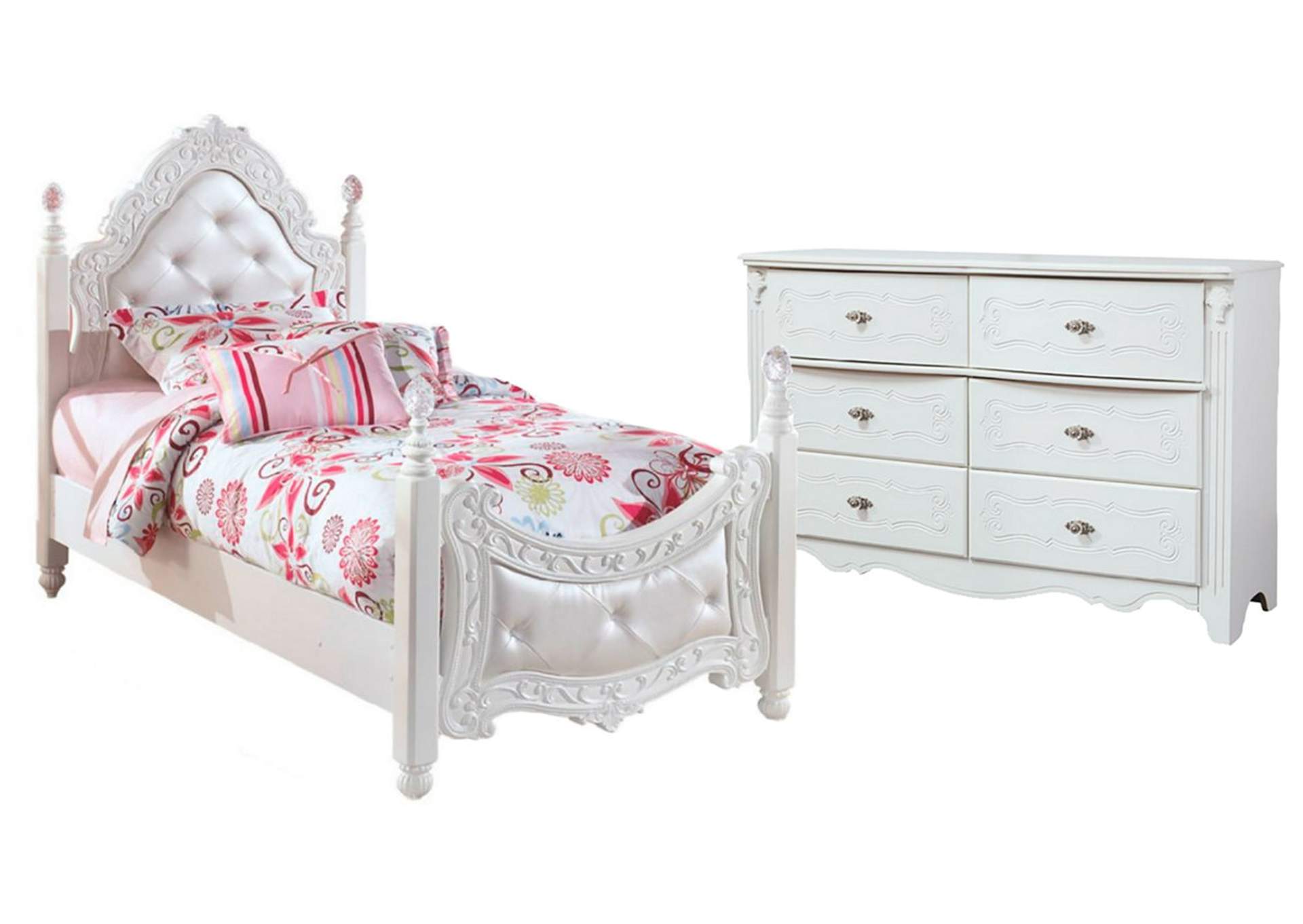 Exquisite Twin Poster Bed with Dresser,Signature Design By Ashley