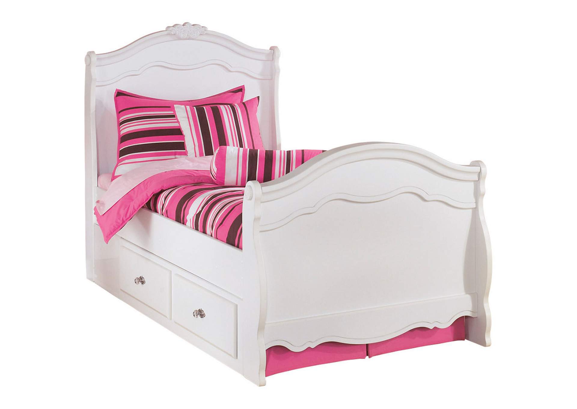 Exquisite Twin Sleigh Bed With 2, Oak Twin Bed With Storage Drawers