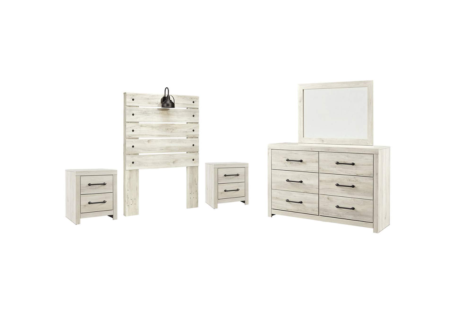 Cambeck Twin Panel Headboard Bed with Mirrored Dresser and 2 Nightstands,Signature Design By Ashley