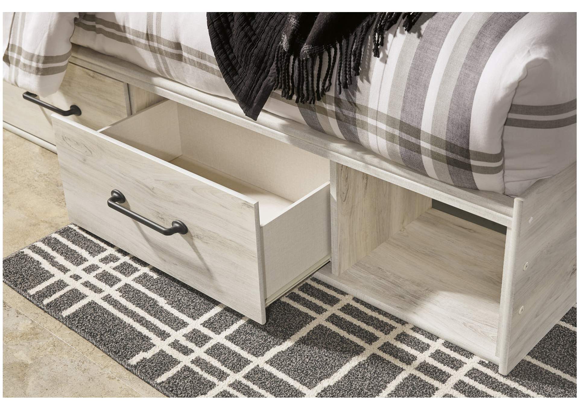 Cambeck Queen Panel Bed with 4 Storage Drawers with Mirrored Dresser, Chest and Nightstand,Signature Design By Ashley