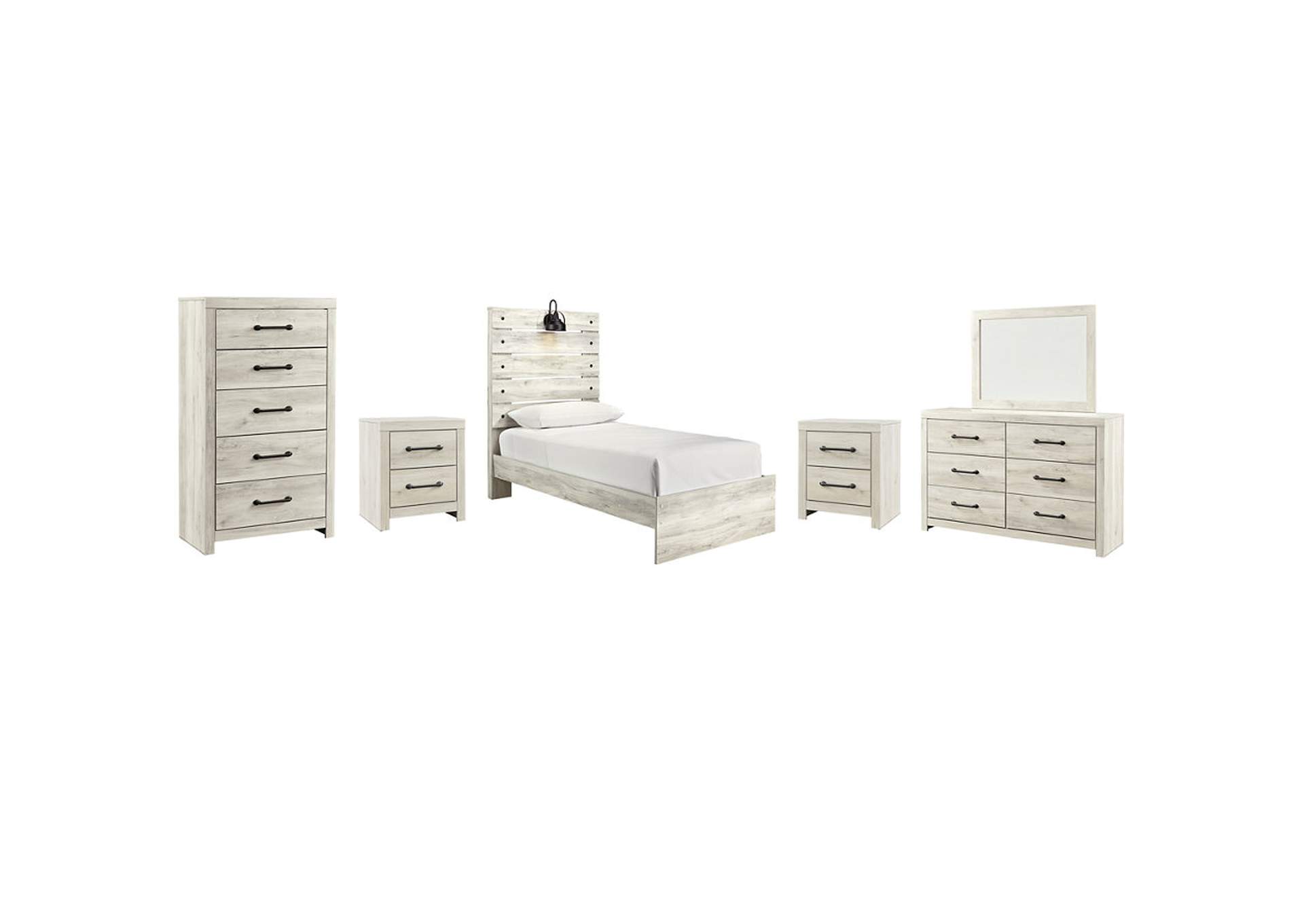 Cambeck Twin Panel Bed with Mirrored Dresser, Chest and 2 Nightstands,Signature Design By Ashley