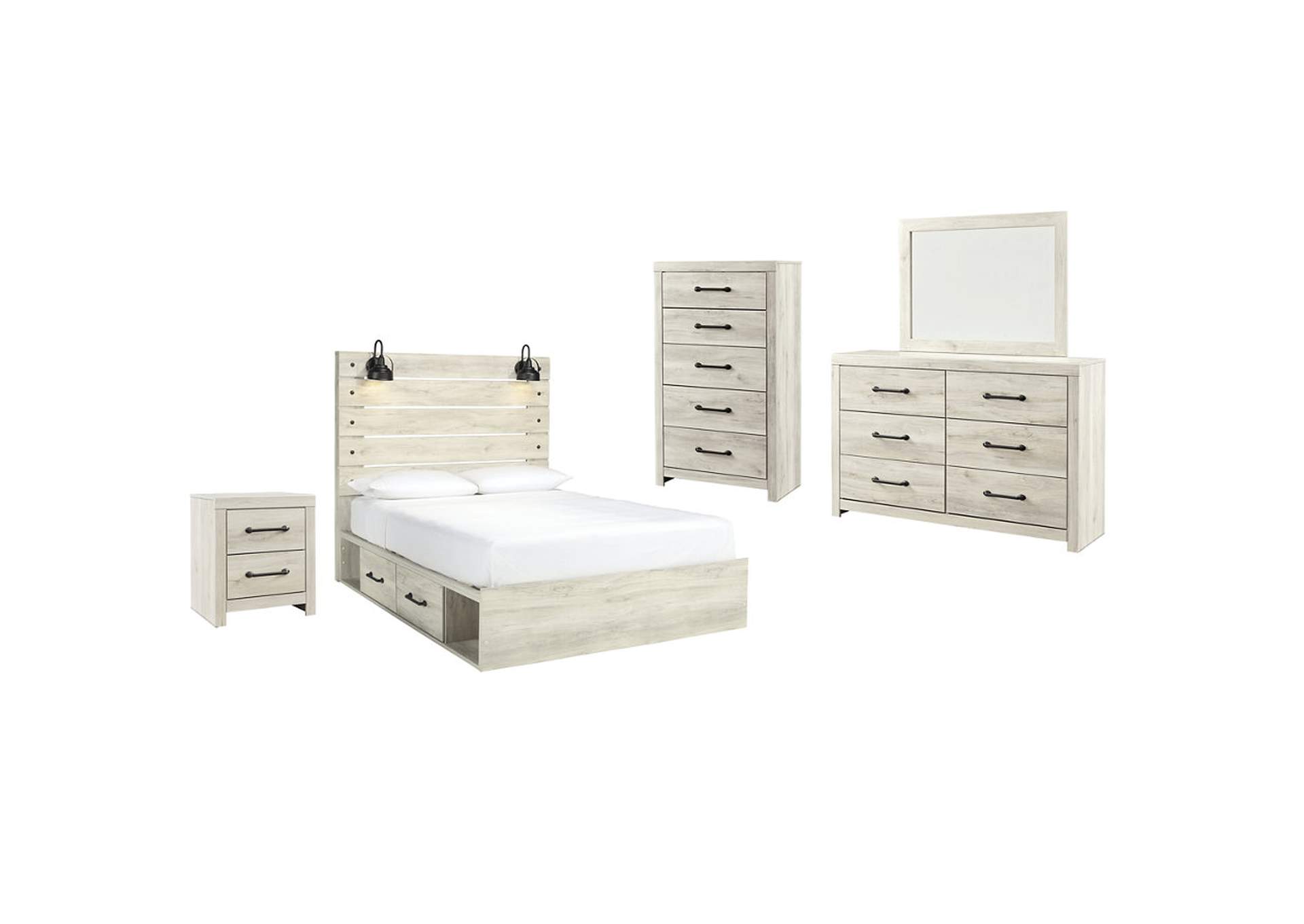 Cambeck Queen Panel Bed with 4 Storage Drawers with Mirrored Dresser, Chest and Nightstand,Signature Design By Ashley