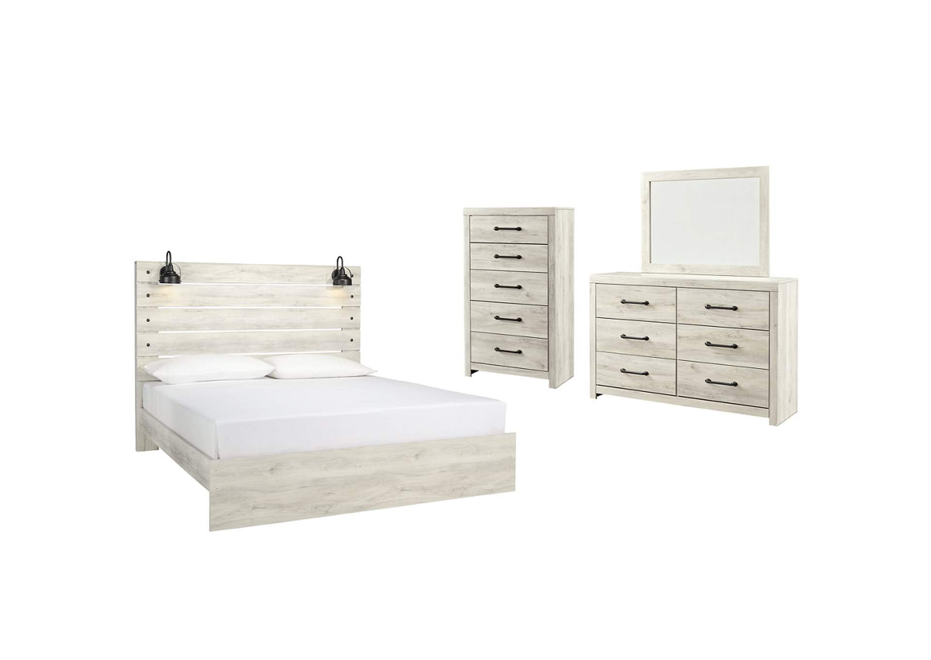 Cambeck King Panel Bed with Mirrored Dresser and Chest,Signature Design By Ashley