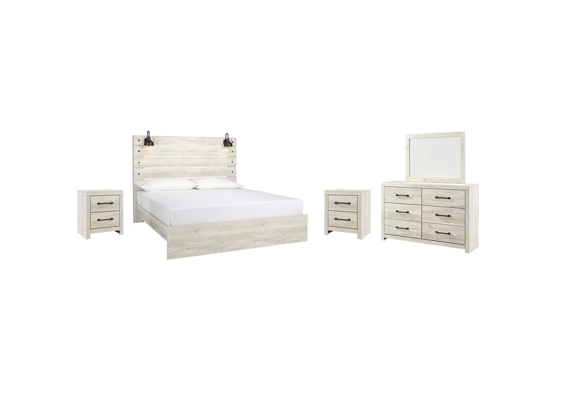 Cambeck King Panel Bed with Mirrored Dresser and 2 Nightstands,Signature Design By Ashley