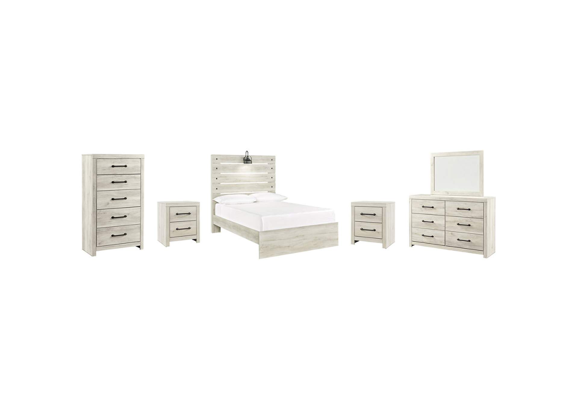Cambeck Full Panel Bed with Mirrored Dresser, Chest and 2 Nightstands,Signature Design By Ashley