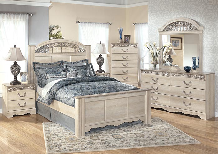 Catalina Queen Poster Bed w/Dresser, Mirror and Nightstand,ABF Signature Design by Ashley