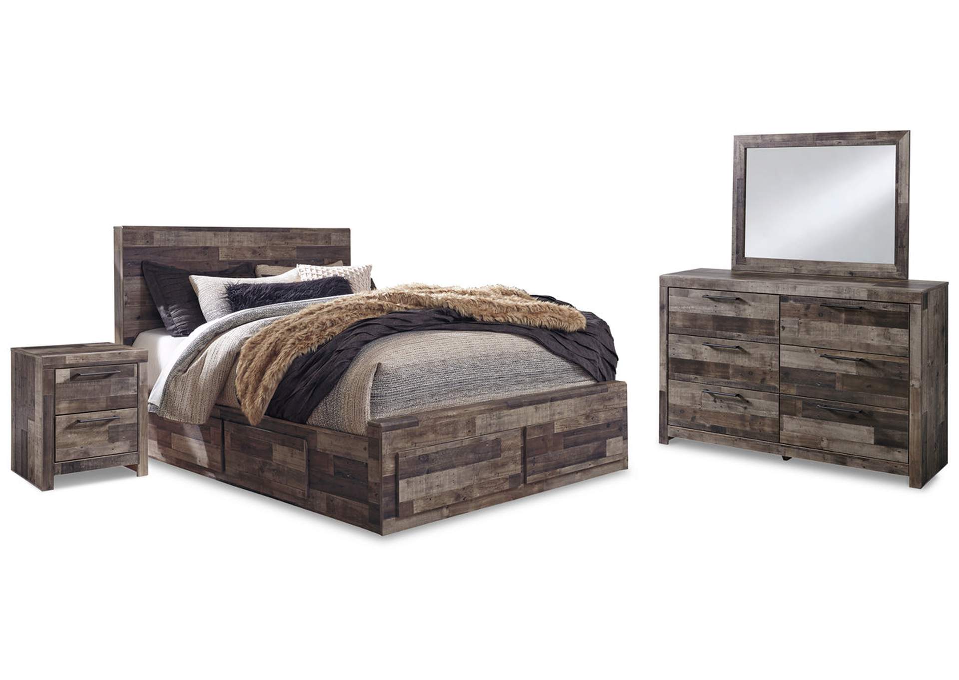 Derekson Queen Panel Storage Bed, Dresser, Mirror and 2 Nightstands,Signature Design By Ashley