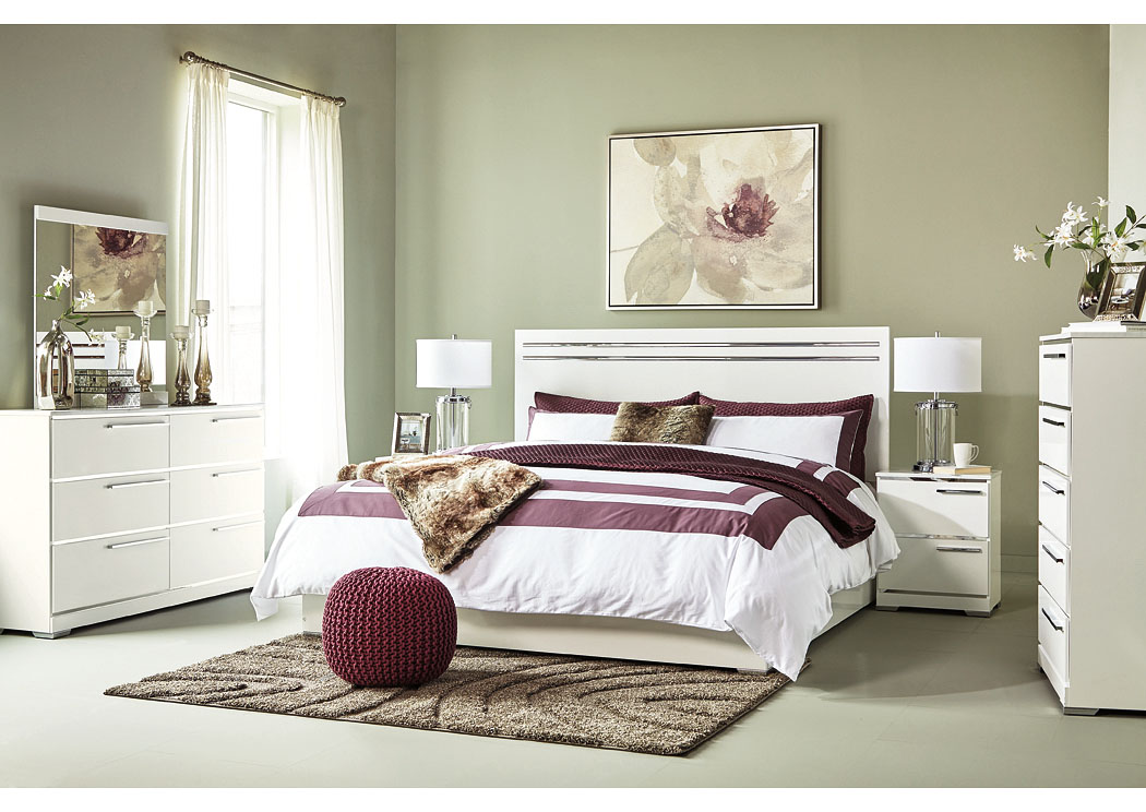 Brillaney White King Panel Bed w/Dresser, Mirror & Drawer Chest,ABF Signature Design by Ashley