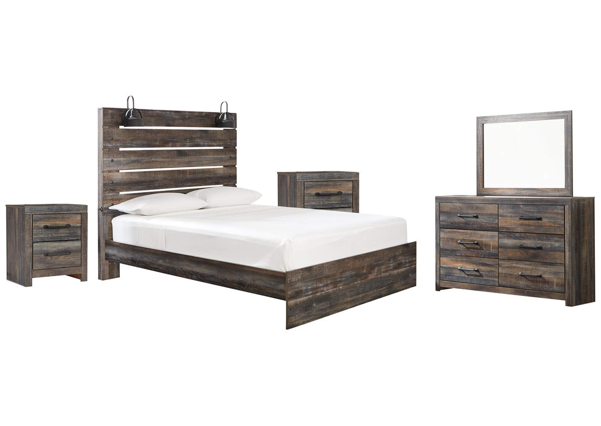 Drystan Queen Panel Bed with Mirrored Dresser and 2 Nightstands,Signature Design By Ashley