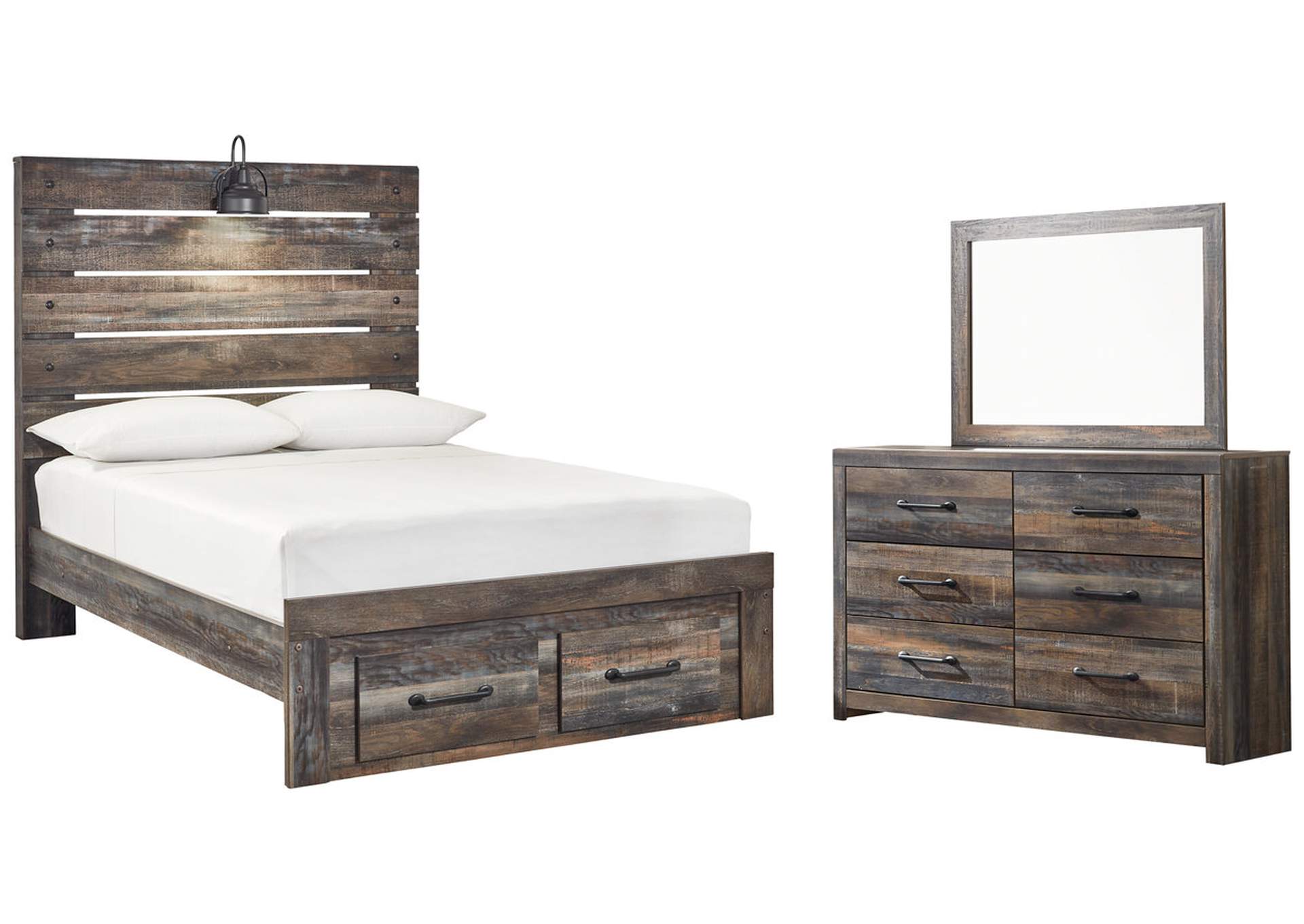 Drystan Full Panel Bed with 2 Storage Drawers with Mirrored Dresser,Signature Design By Ashley