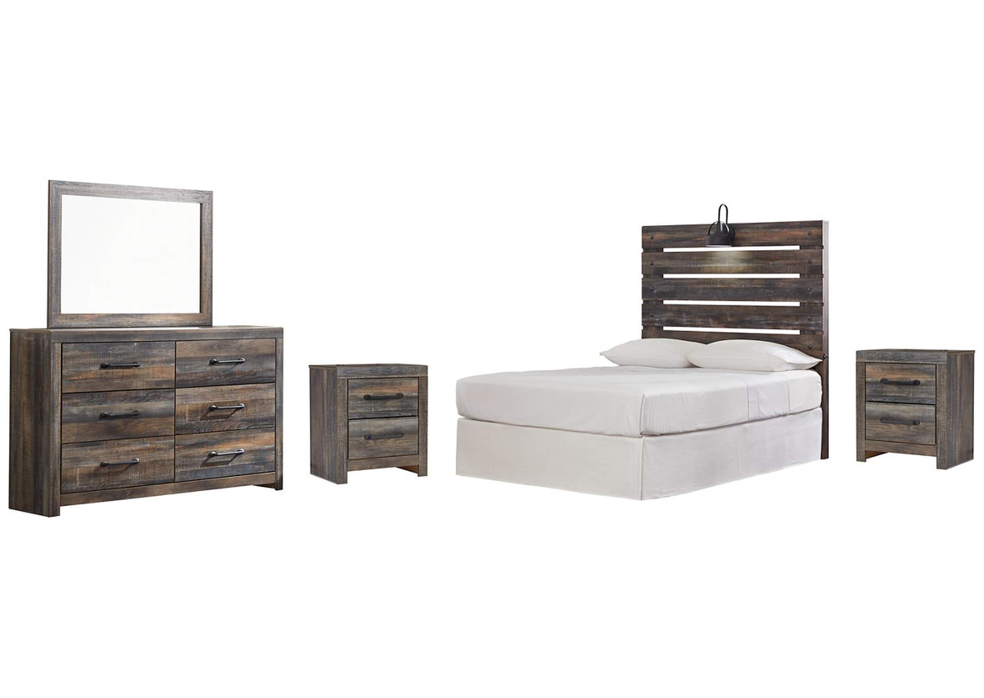 Drystan Full Panel Headboard Bed with Mirrored Dresser and 2 Nightstands,Signature Design By Ashley