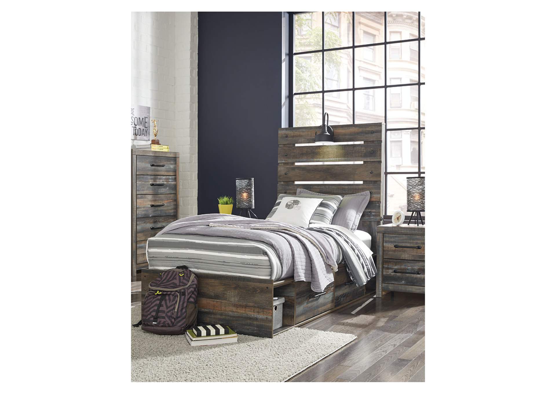 Drystan Twin Panel Bed with 2 Storage Drawers,Signature Design By Ashley