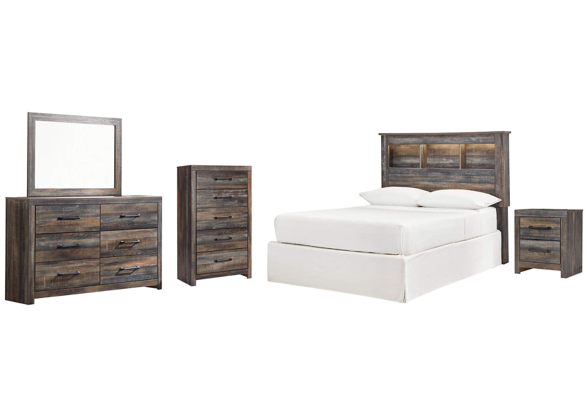 Drystan Full Bookcase Headboard Bed with Mirrored Dresser, Chest and Nightstand,Signature Design By Ashley