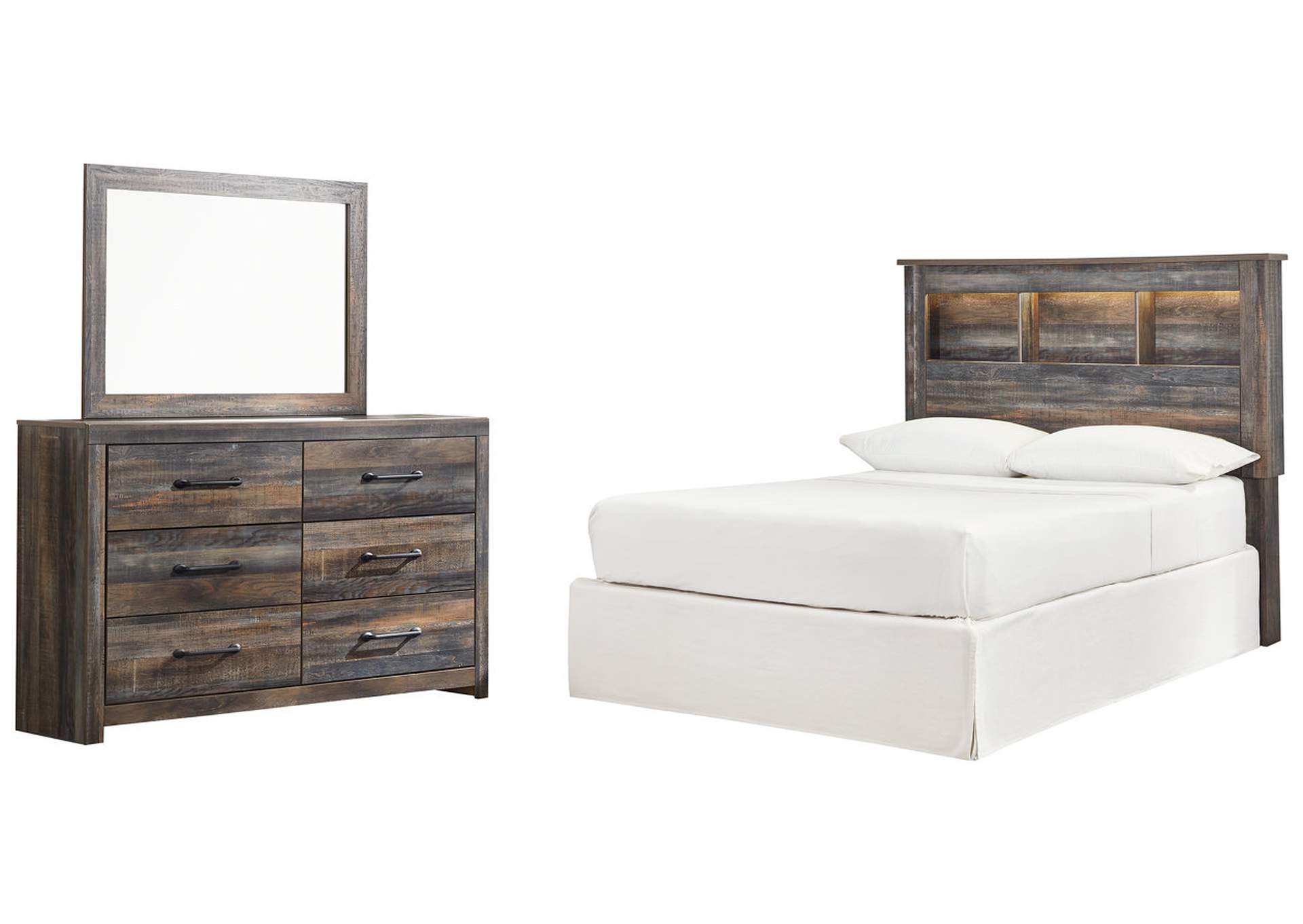 Drystan Full Bookcase Headboard Bed with Mirrored Dresser,Signature Design By Ashley