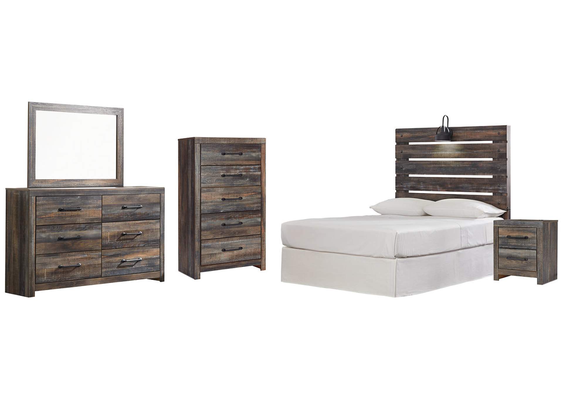 Drystan Full Panel Headboard Bed with Mirrored Dresser, Chest and Nightstand,Signature Design By Ashley