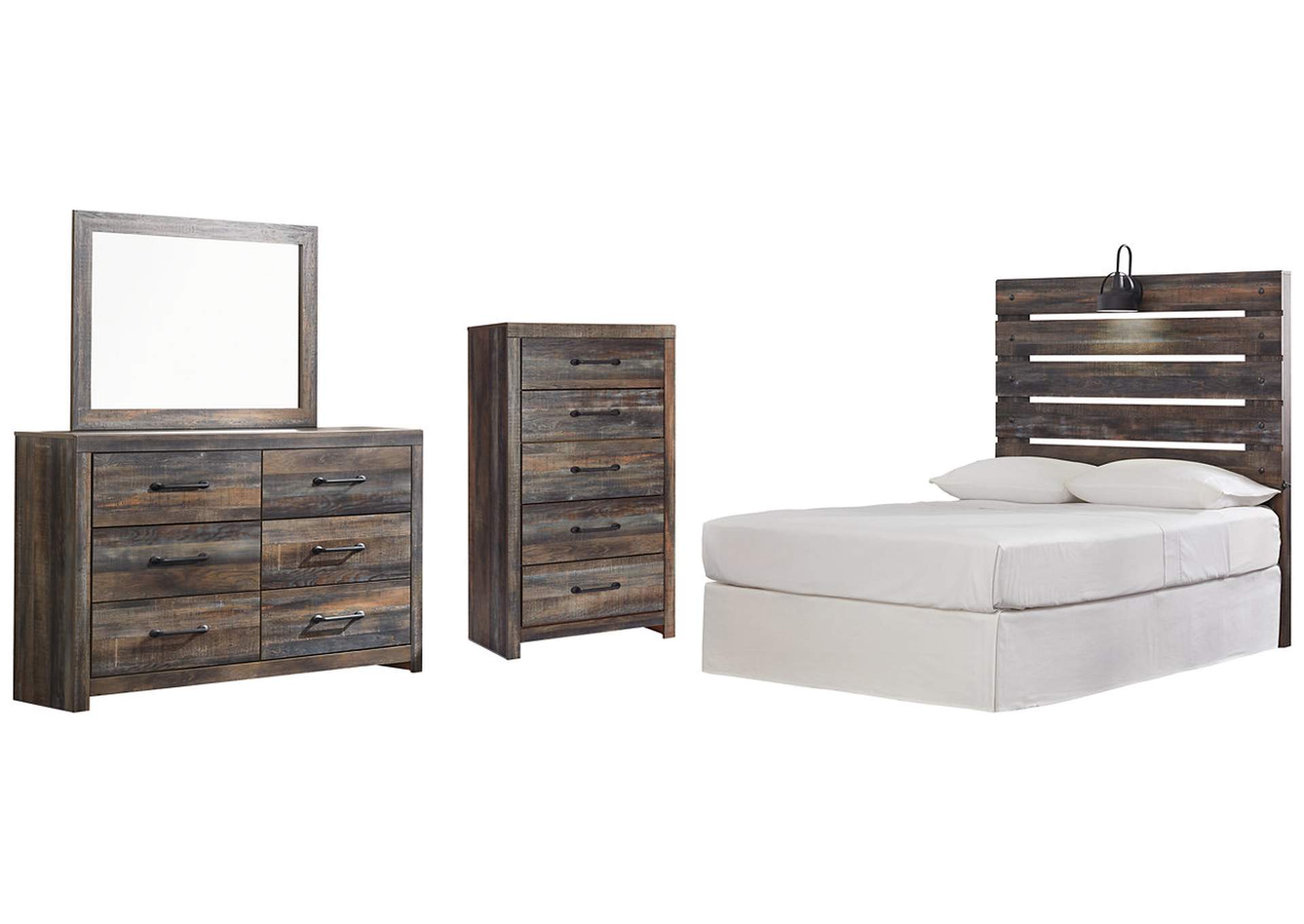 Drystan Full Panel Headboard Bed with Mirrored Dresser and Chest,Signature Design By Ashley