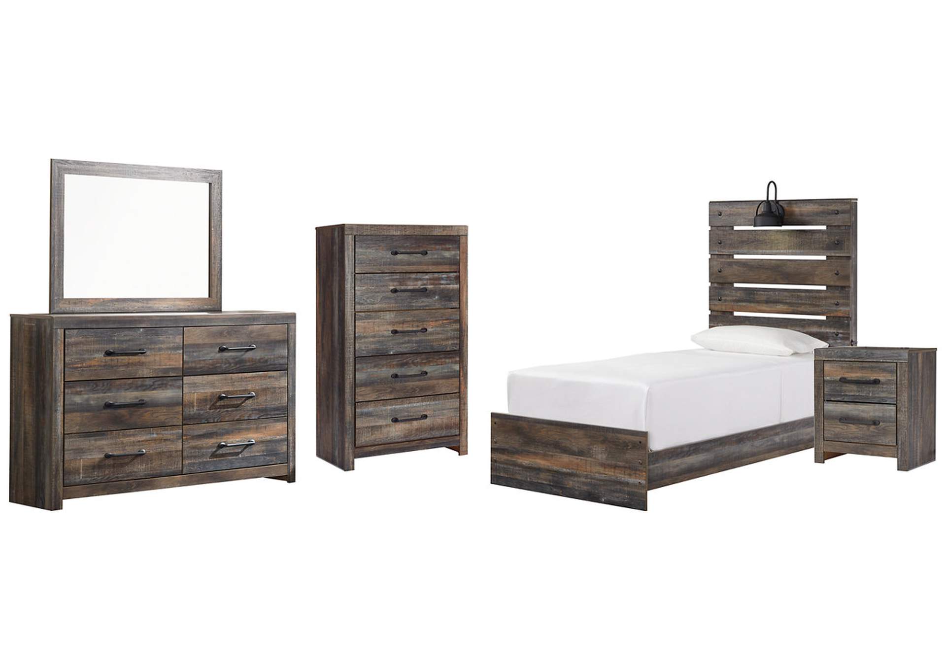 Drystan Twin Panel Bed with Mirrored Dresser, Chest and Nightstand,Signature Design By Ashley
