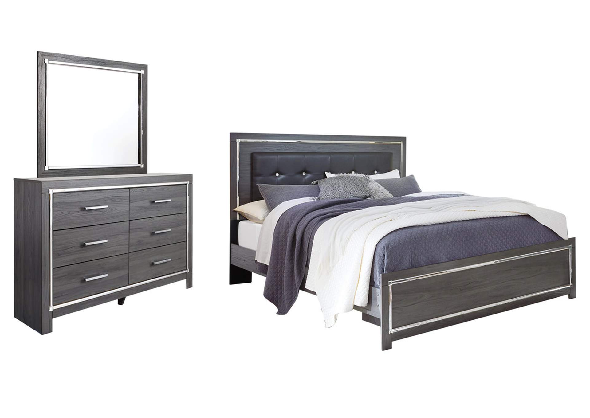 Lodanna King Panel Bed with Mirrored Dresser,Signature Design By Ashley