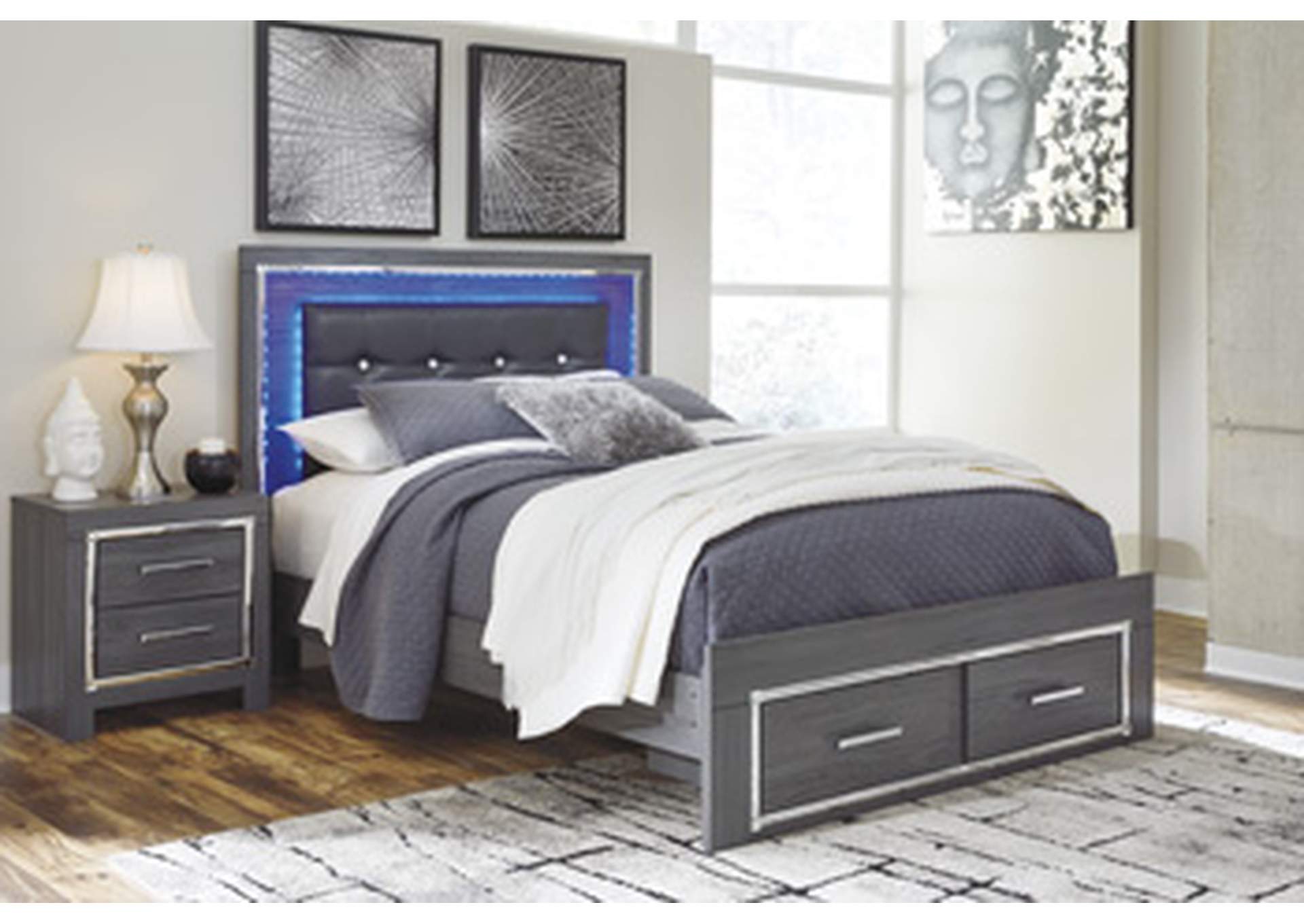 Lodanna King Upholstered Storage Bed, Dresser, Mirror, and Nightstand,Signature Design By Ashley