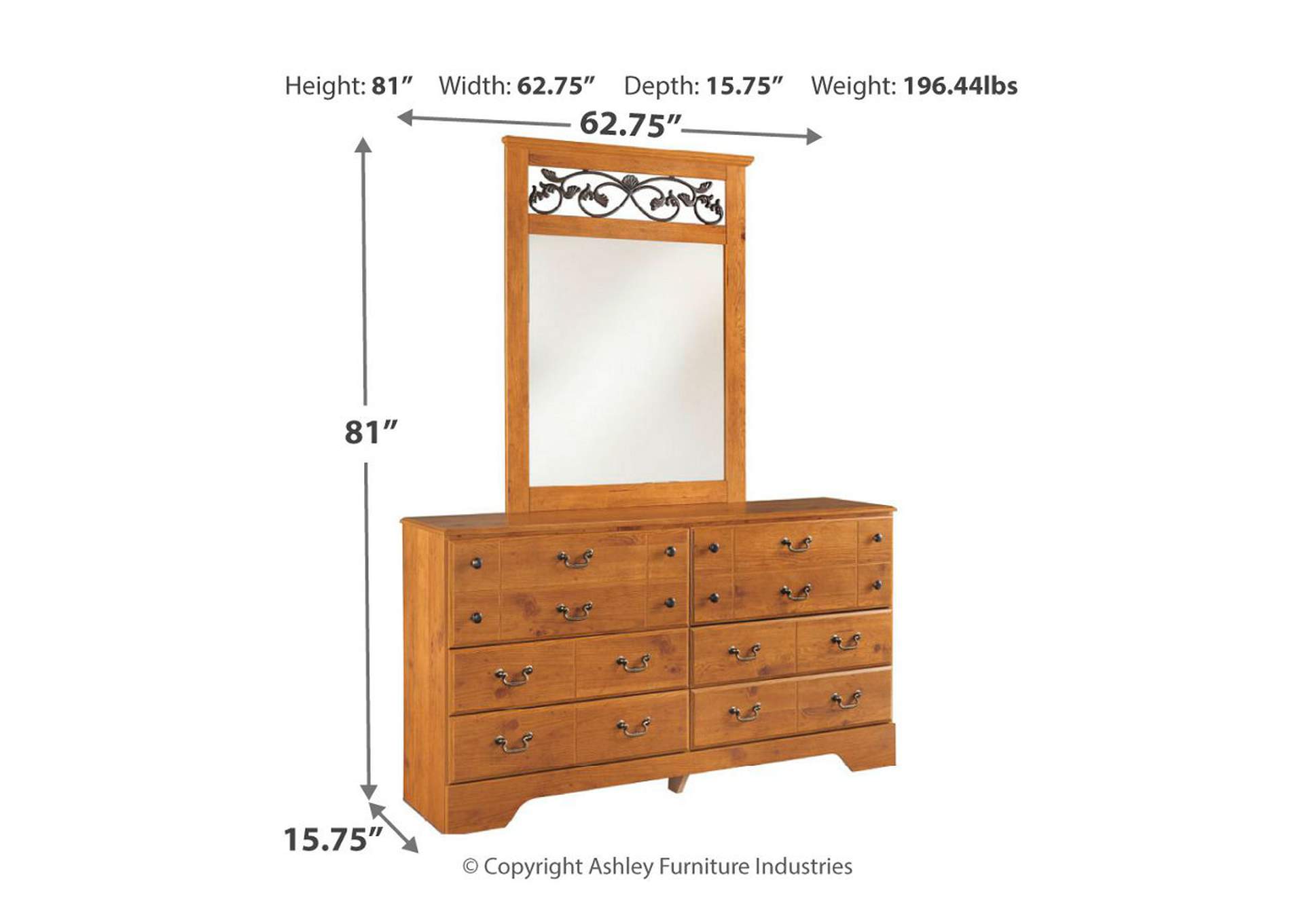 Bittersweet Queen Panel Bed with Mirrored Dresser and Chest,Signature Design By Ashley