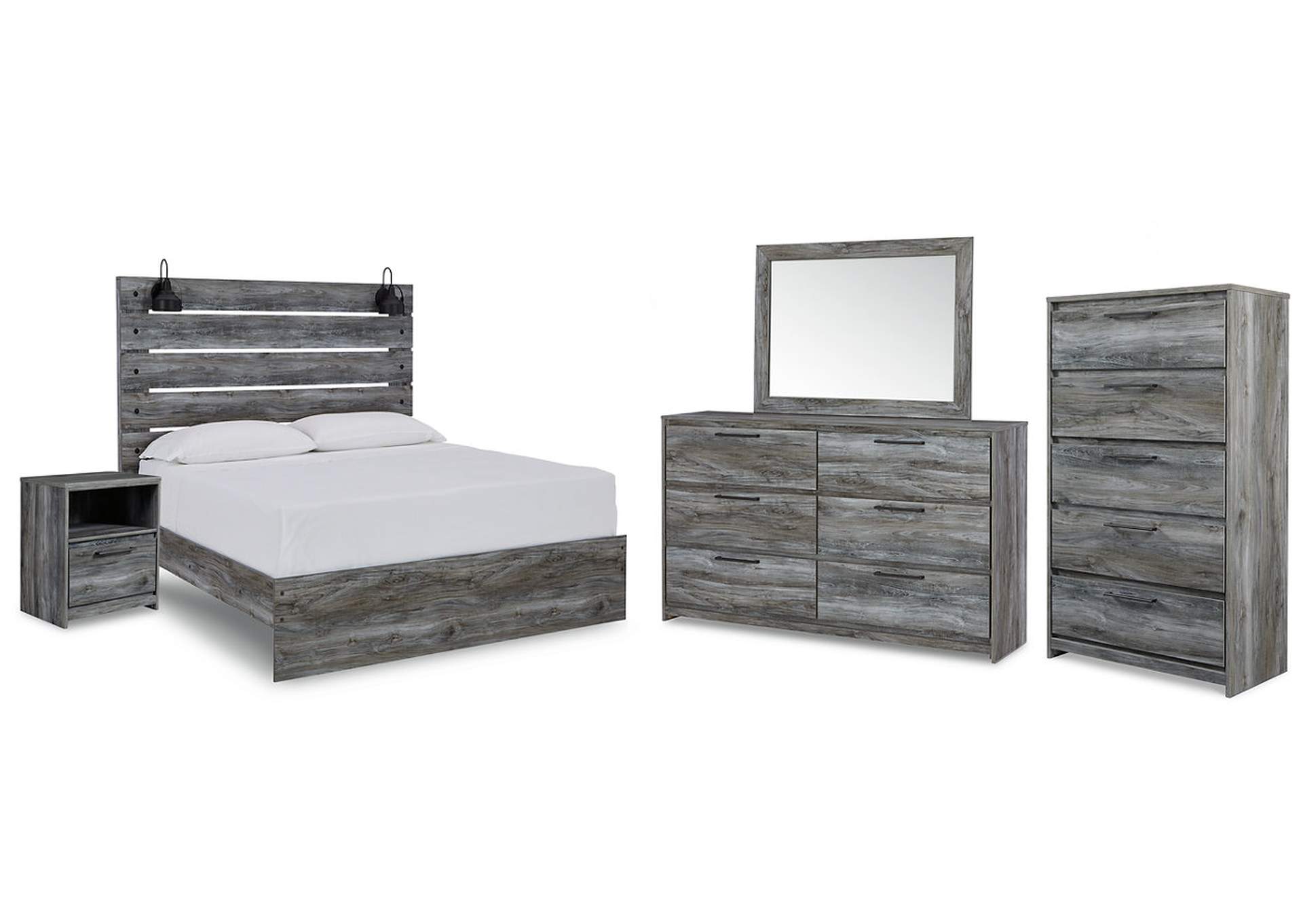 Baystorm Queen Panel Bed with Mirrored Dresser, Chest and Nightstand,Signature Design By Ashley